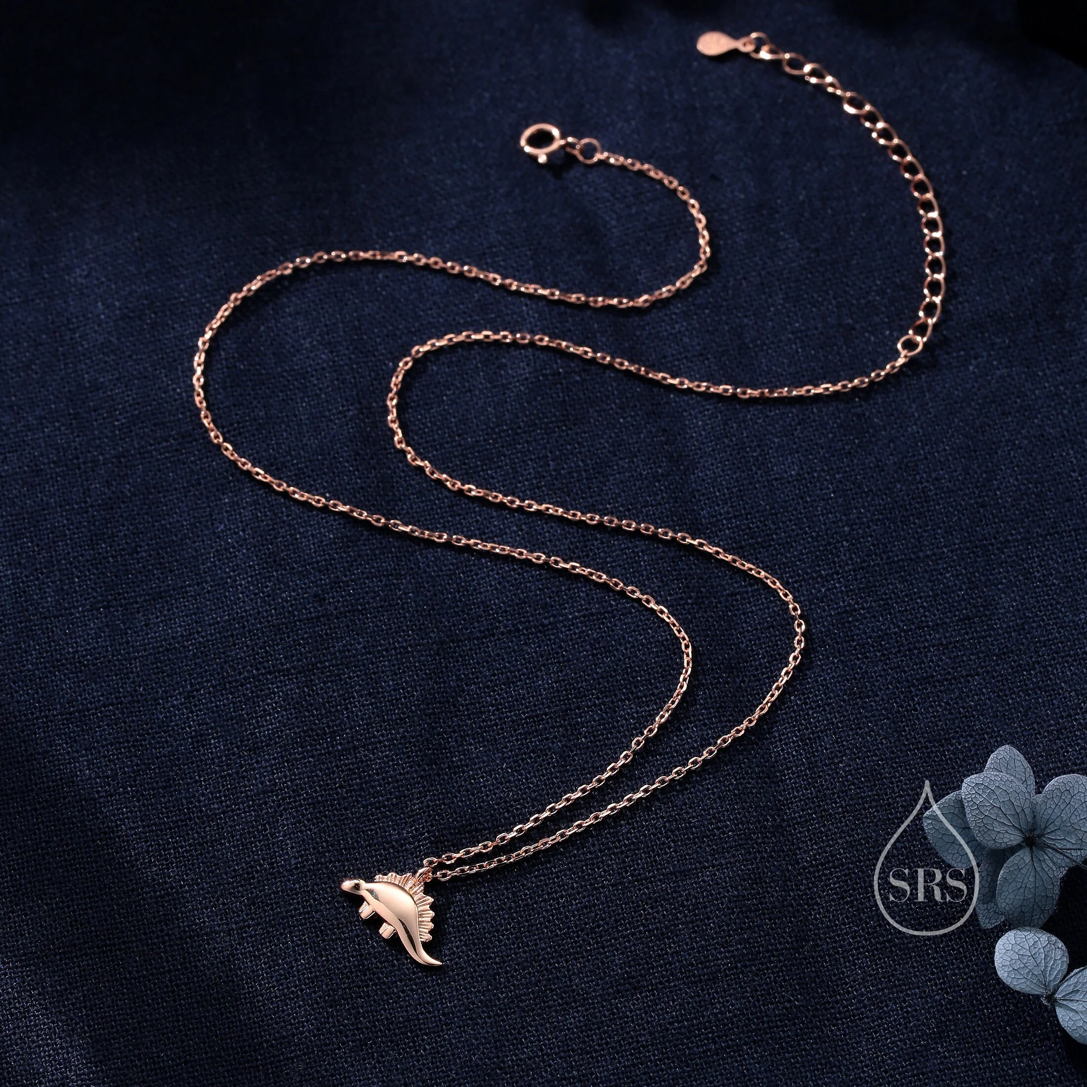 Cute Little Stegosaurus Pendant Necklace in Sterling Silver, Silver or Gold or Rose Gold, Stegosaurus Necklace in Silver - Image 5
