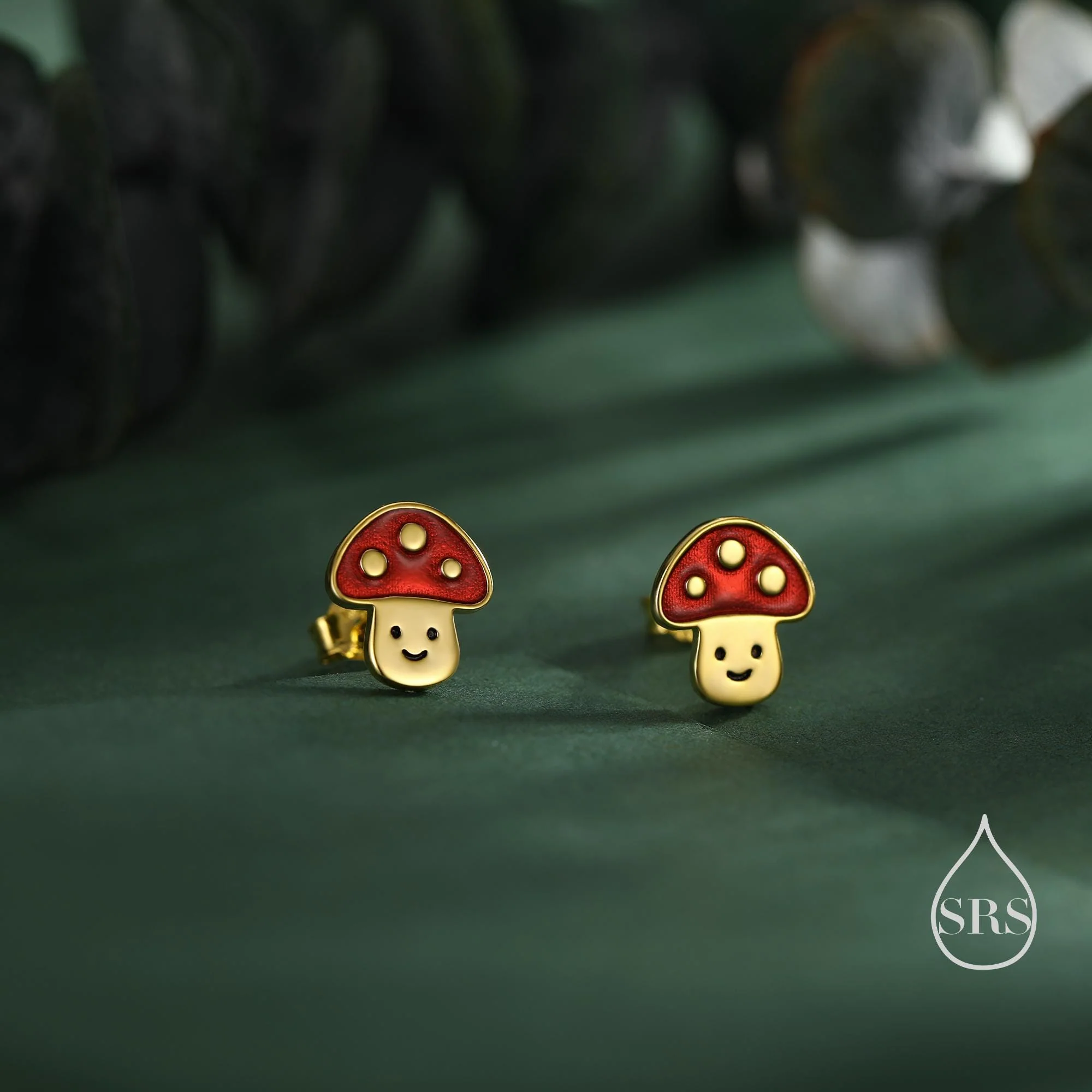Cute Mushroom Stud Earrings in Sterling Silver, Silver or Gold Finish, Small Mushroom Earrings - Image 3