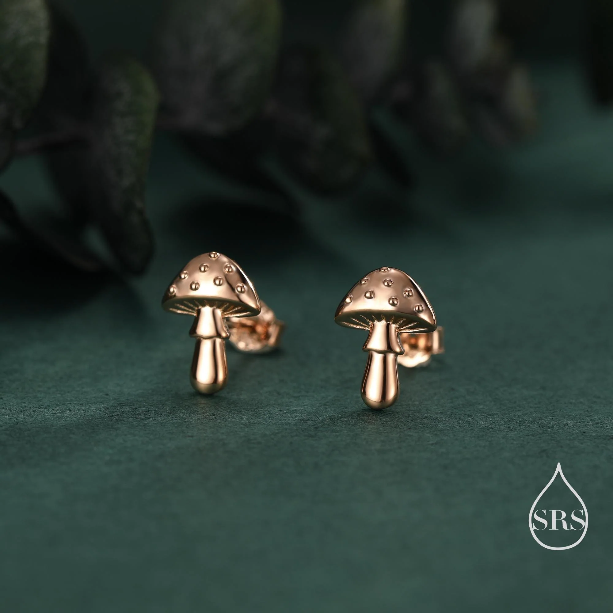 Cute Mushroom Stud Earrings in Sterling Silver, Oxidised Silver or Gold or Rose Gold Finish, Small Mushroom Earrings - Image 5