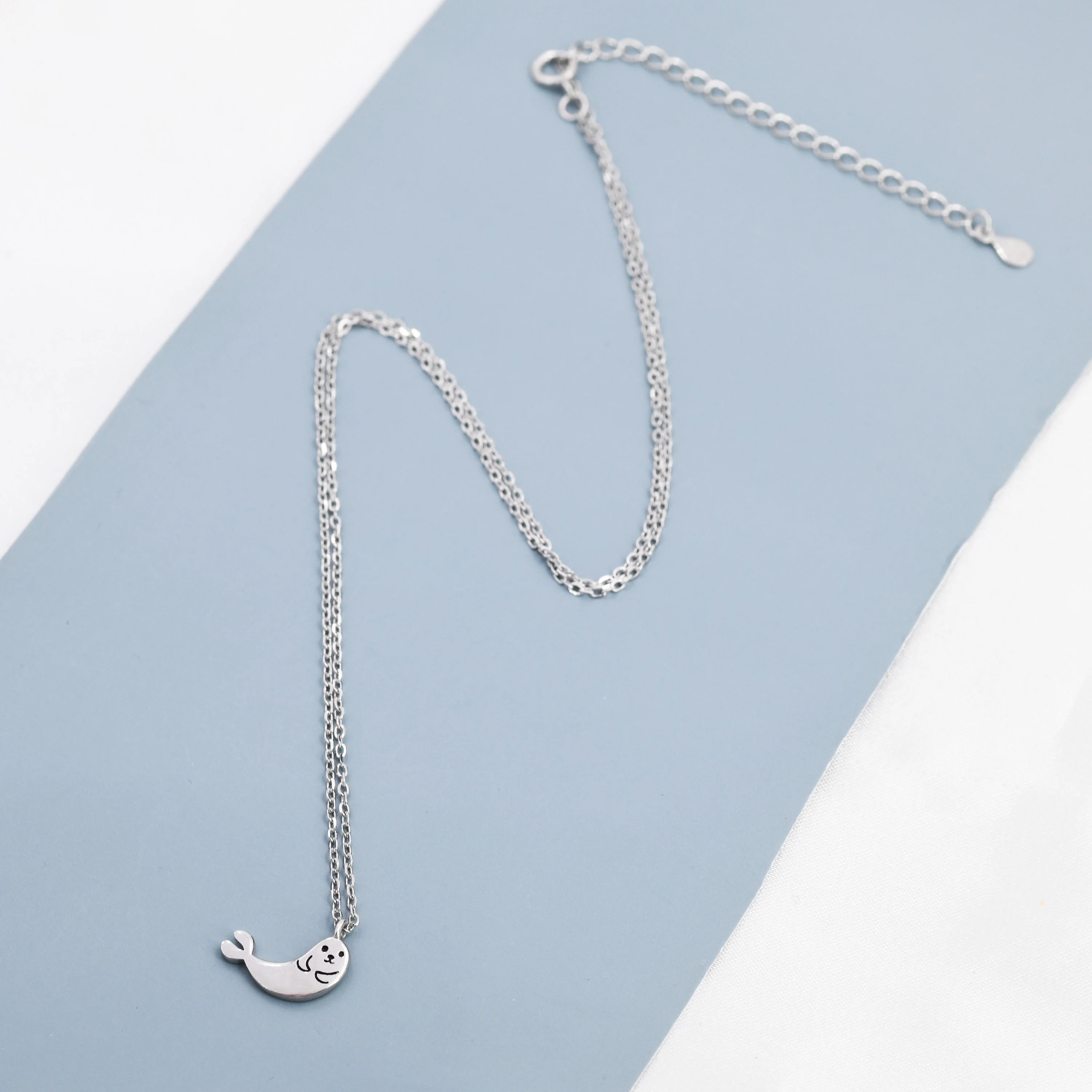 Cute Seal Pendant Necklace in Sterling Silver, Baby Seal Necklace, Nature Inspired Jewellery, Dainty and Delicate, Kawaii Necklace - Image 3
