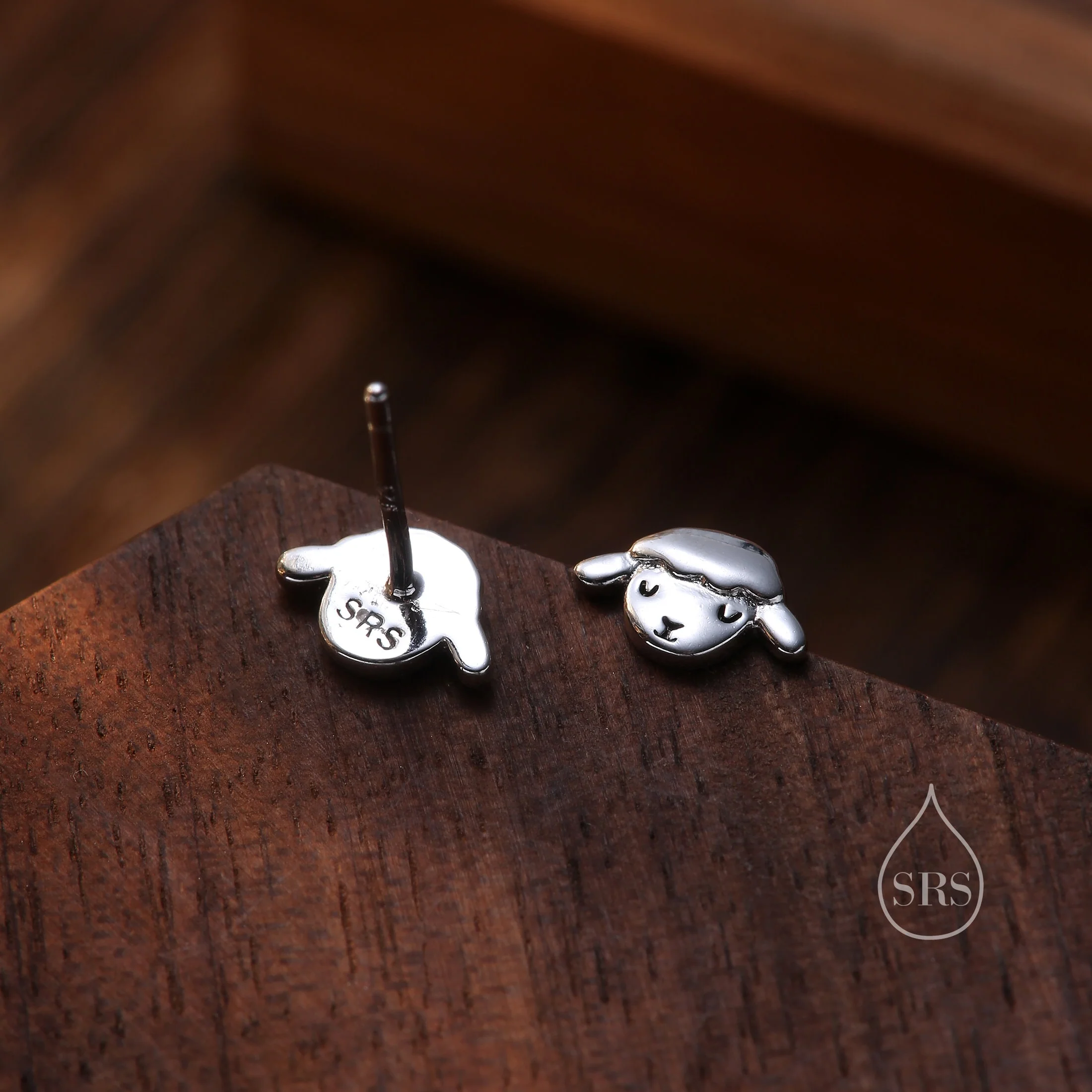 Cute Sheep Stud Earrings in Sterling Silver, Fluffy Sheep Face Earrings, Nature Inspired Sheep Head Earrings, Pet Lover - Image 3