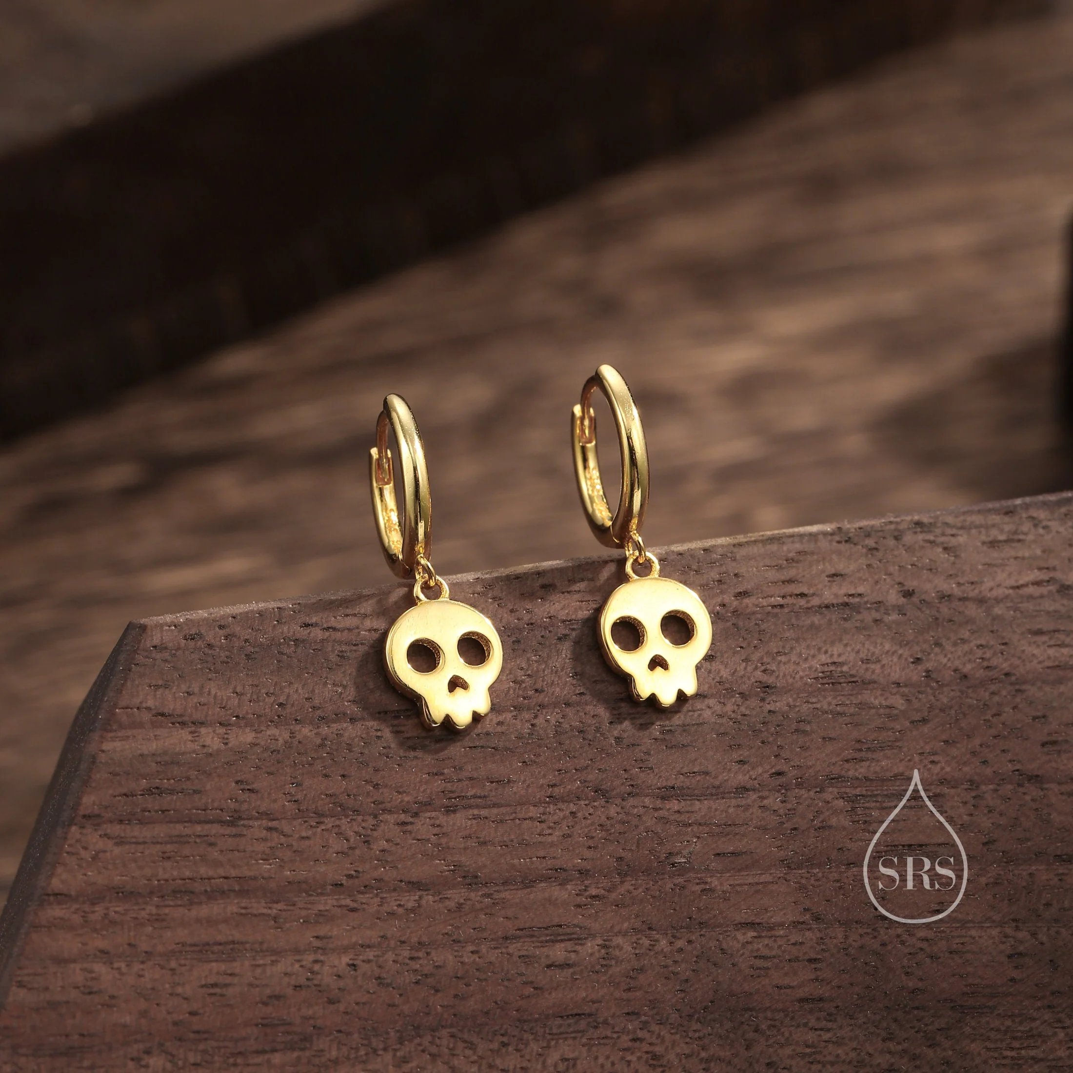 Cute Skull Huggie Hoop Earrings in Sterling Silver, Silver, Gold or Rose Gold, Silver Skull Hoops Earrings, Skull Earrings - Image 7