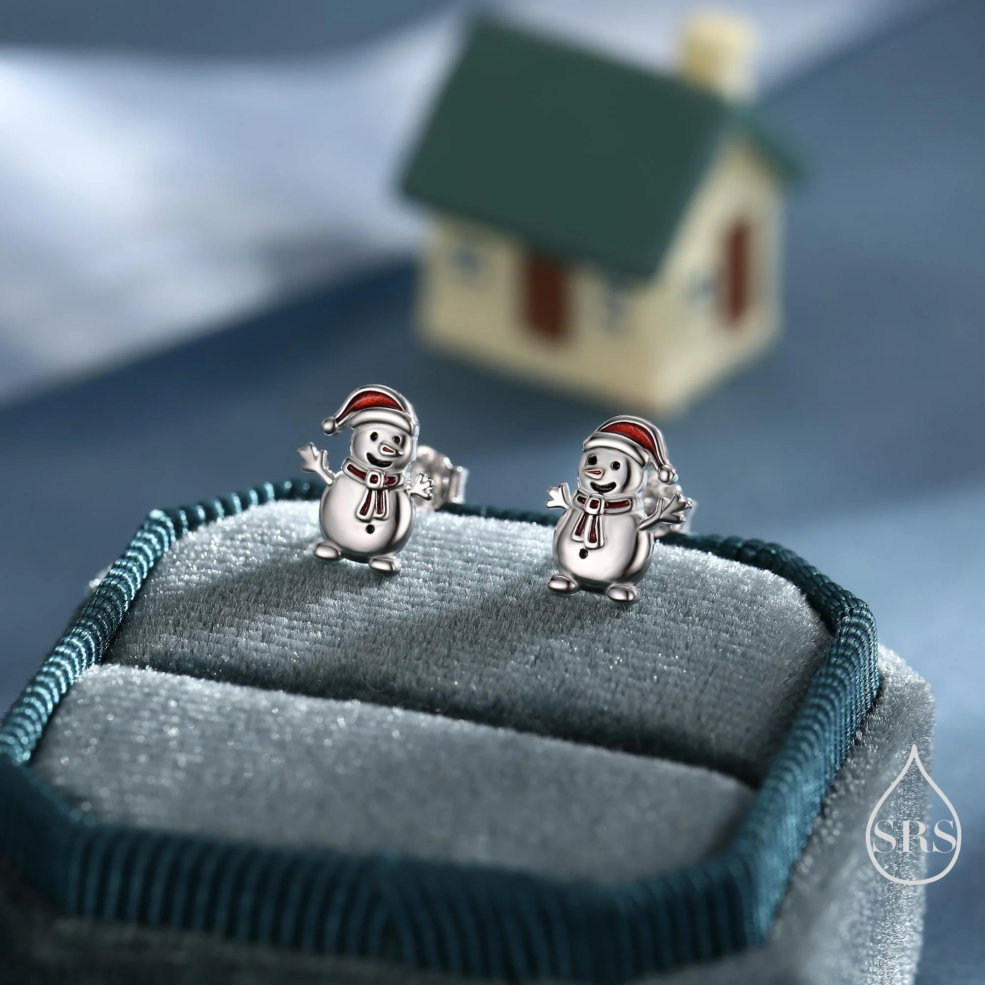 Cute Snowman with Christmas Hat Stud Earrings in Sterling Silver, Winter Earrings, Snowman Earrings, Christmas Earrings - Image 5