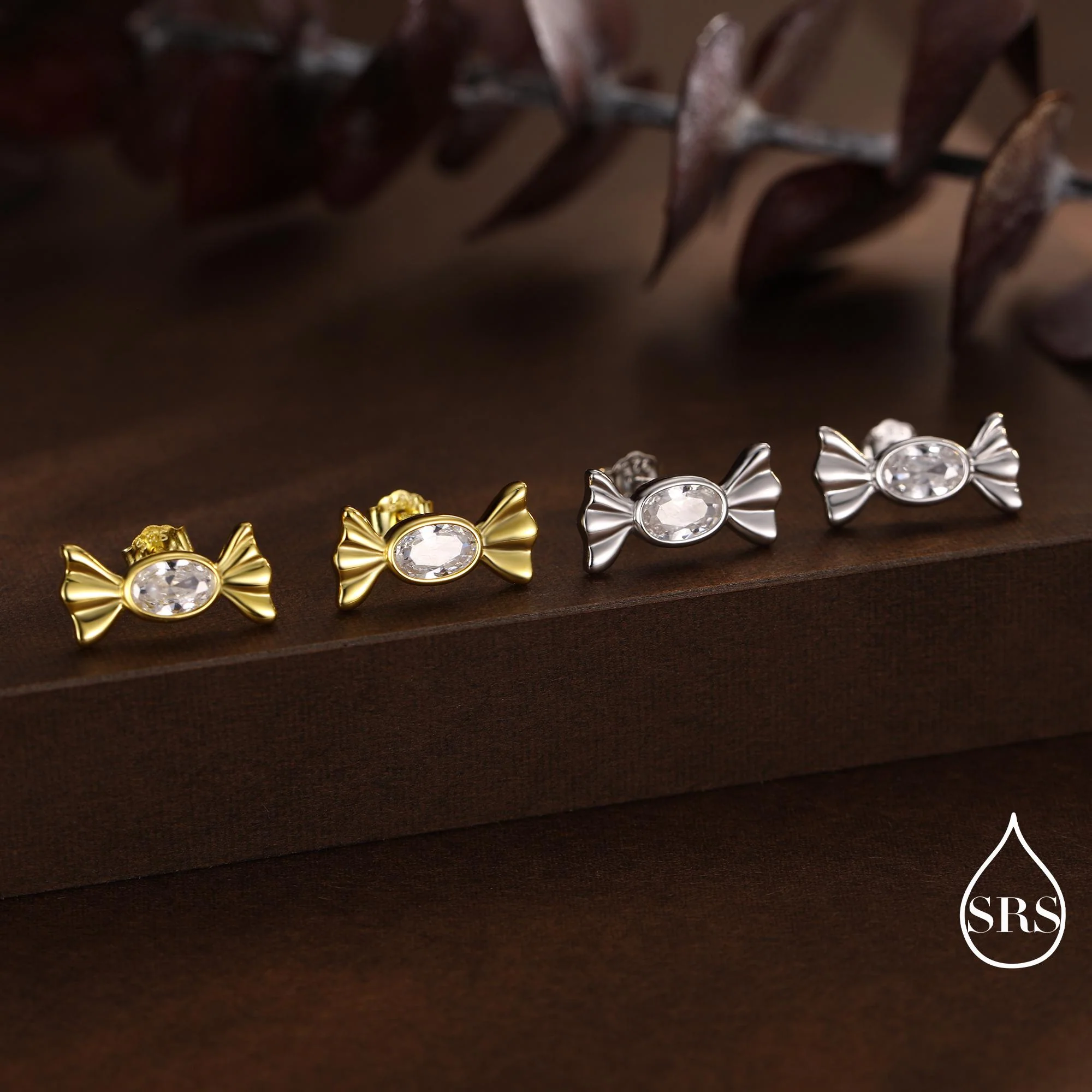 CZ Candy Stud Earrings in Sterling Silver, Silver or Gold Finish, Small Candy Sweet Earrings - Image 6