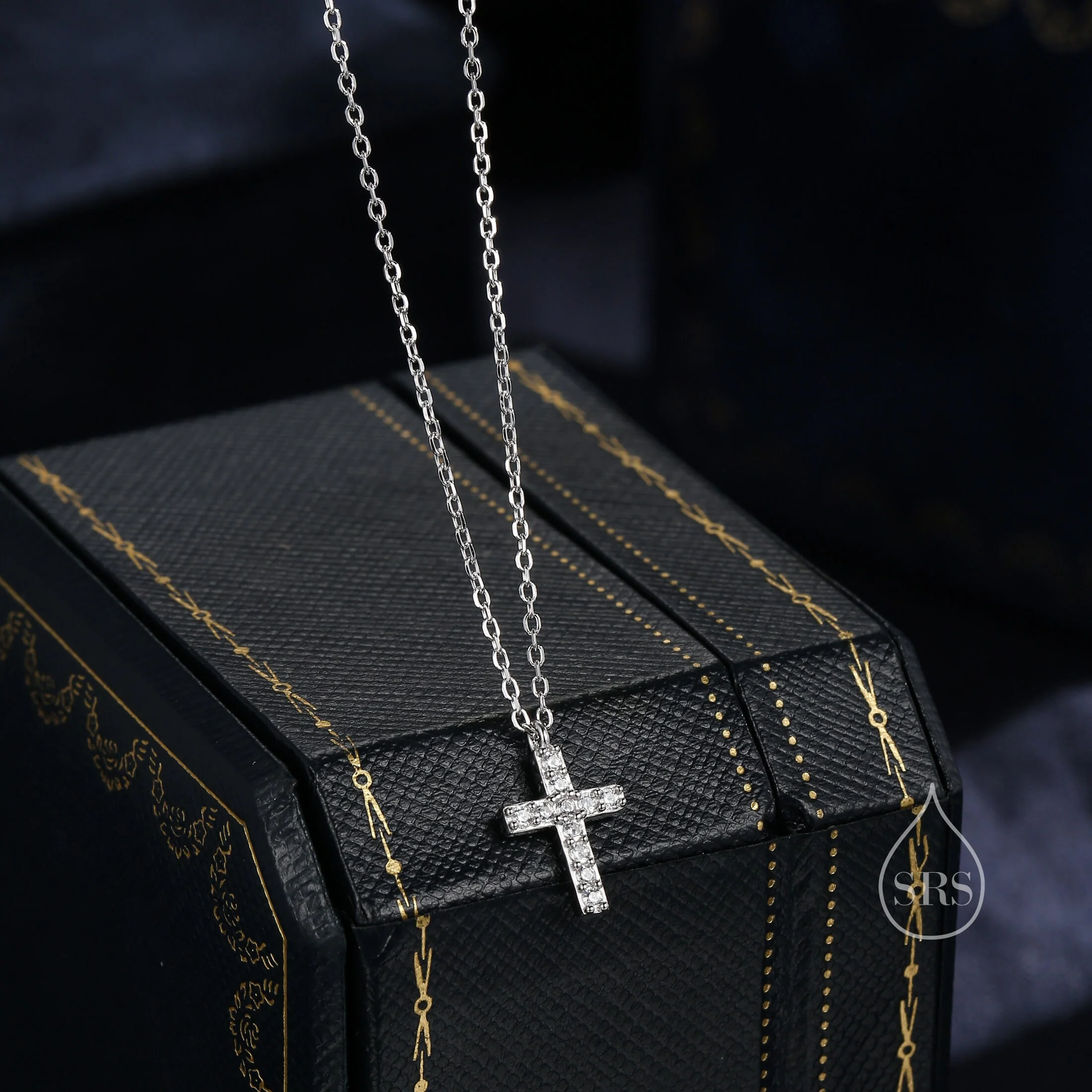 CZ Cross Pendant Necklace in Sterling Silver, Cross Necklace, Silver or Gold, Sterling Silver Cross Necklace - Image 5