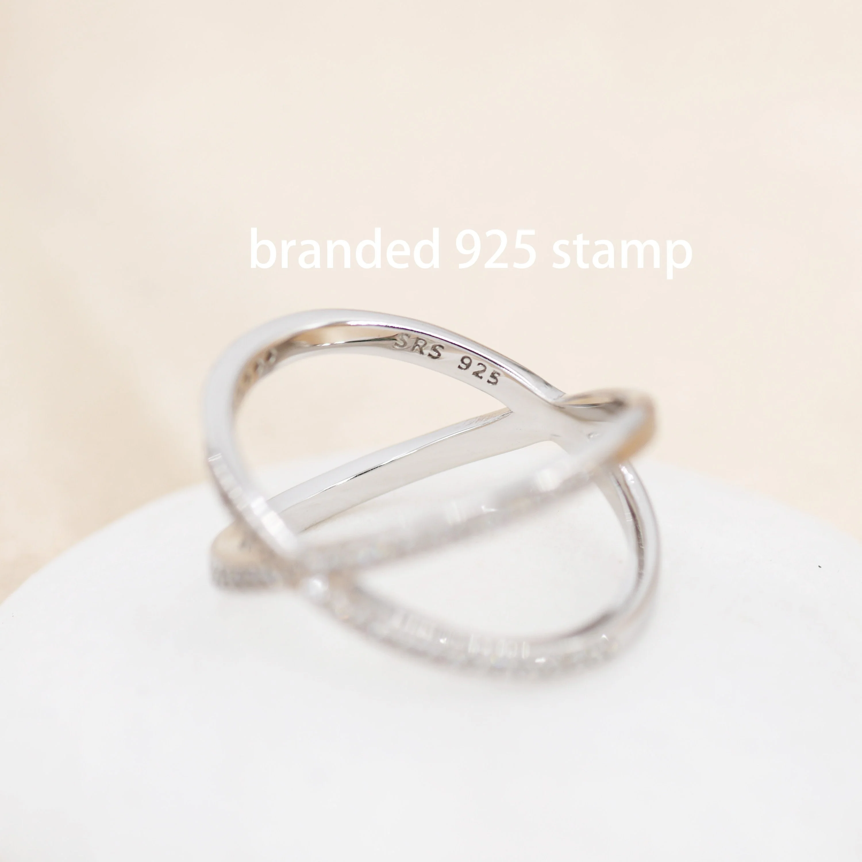 CZ Cross Ring in Sterling Silver Cross Ring, X Ring, Crossover Ring, Geometric and Minimalist Ring, Size US 5 - 8 - Image 7