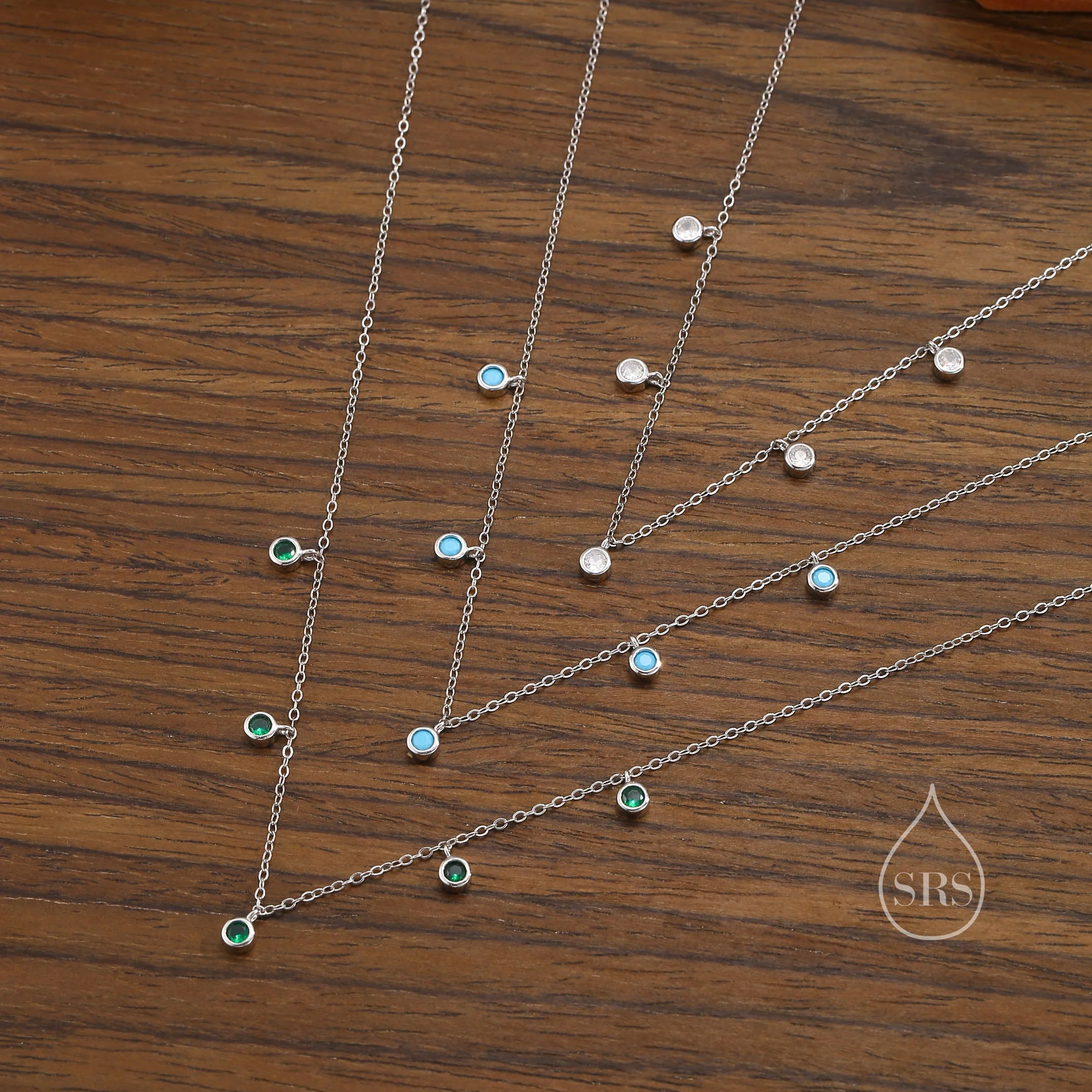 CZ Crystal Charm Necklace in Sterling Silver, Silver or Gold, Satellite Crystal Necklace, Solid Silver Necklace - Image 6