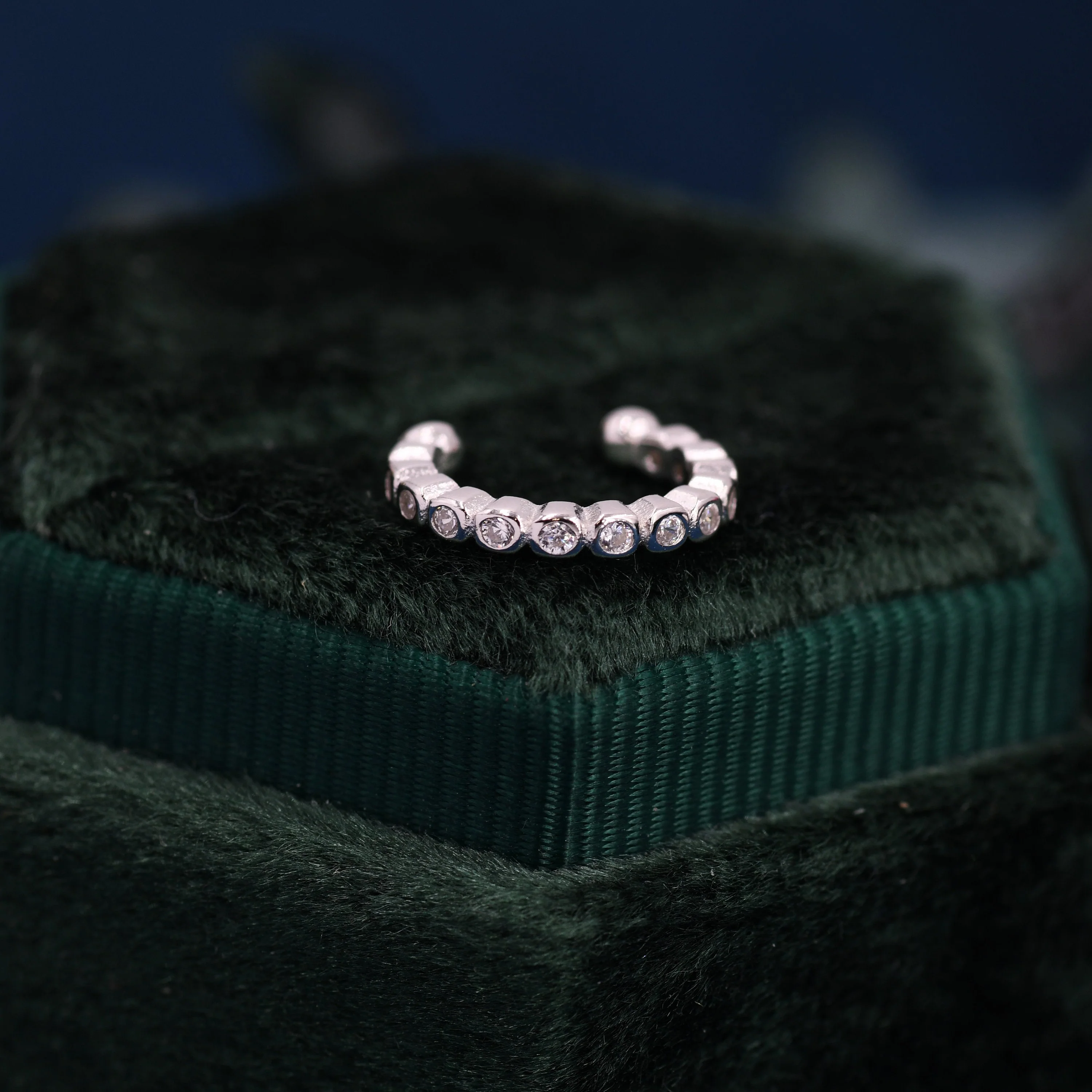 CZ Crystal Dotted Ear Cuff in Sterling Silver, Silver or Gold, Simple Piercing Free Earrings, Minimalist Ear Cuff, CZ Ear Cuff - Image 4