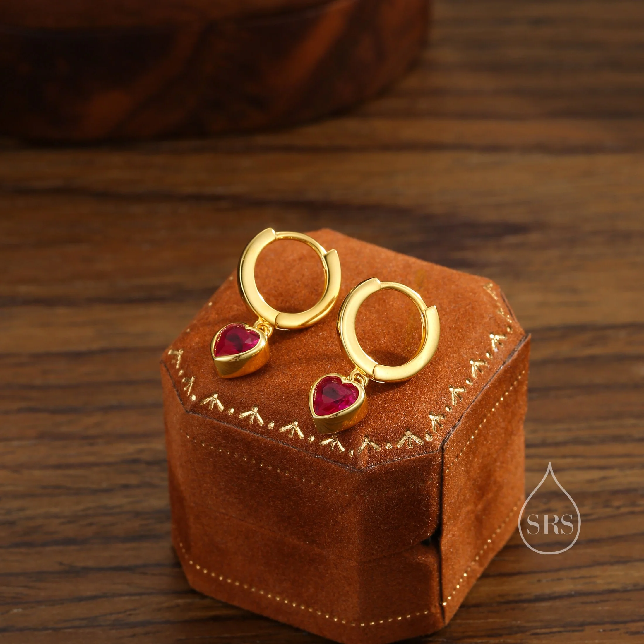 CZ Heart Huggie Hoop in Sterling Silver, Silver or Gold Hoops, 8mm Inner Diameter, Stacking Earrings, Birthstone Earrings - Image 7