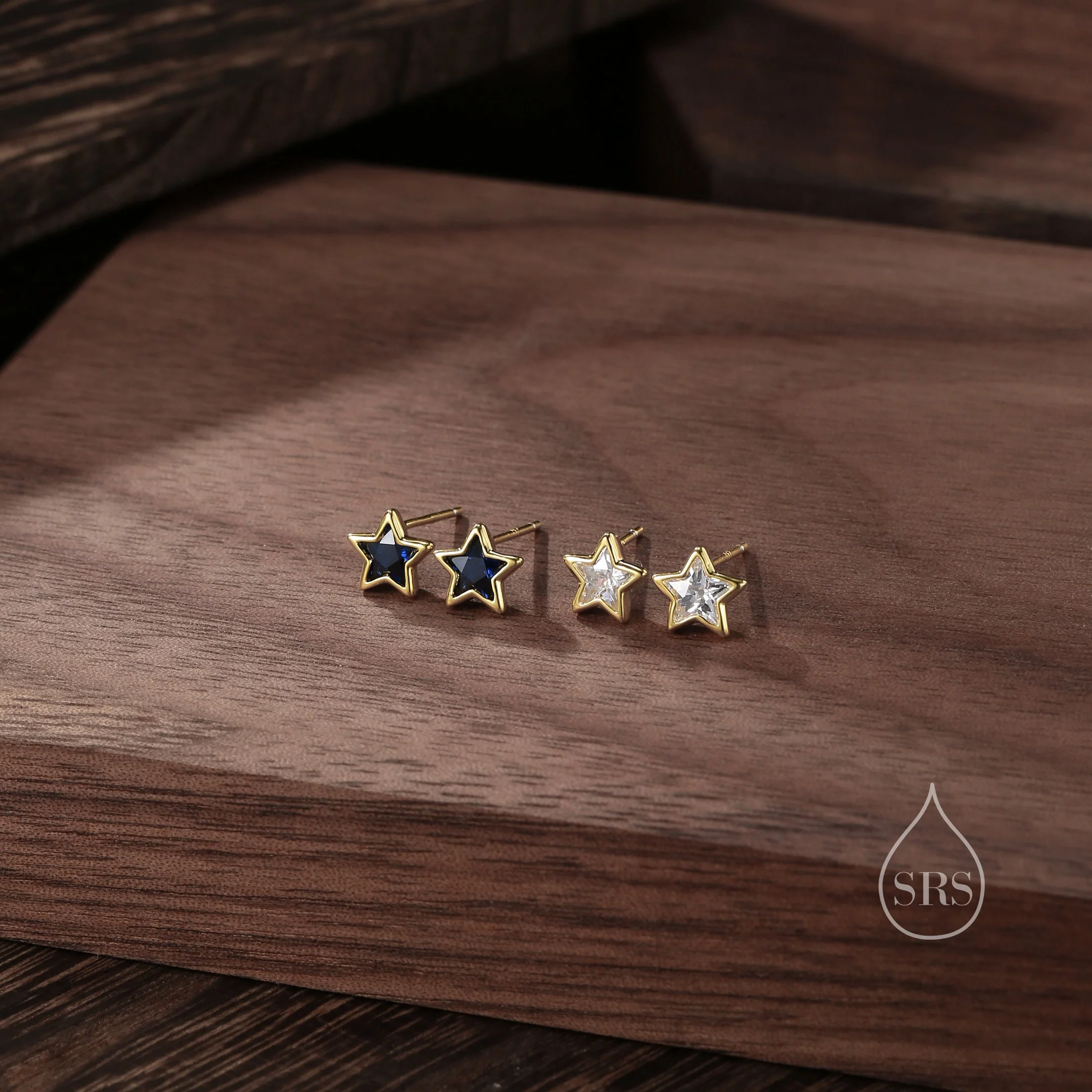 CZ Star Stud Earrings in Sterling Silver, Silver or Gold, Sparkly Crystal Star Earrings, Stacking Earrings - Image 5