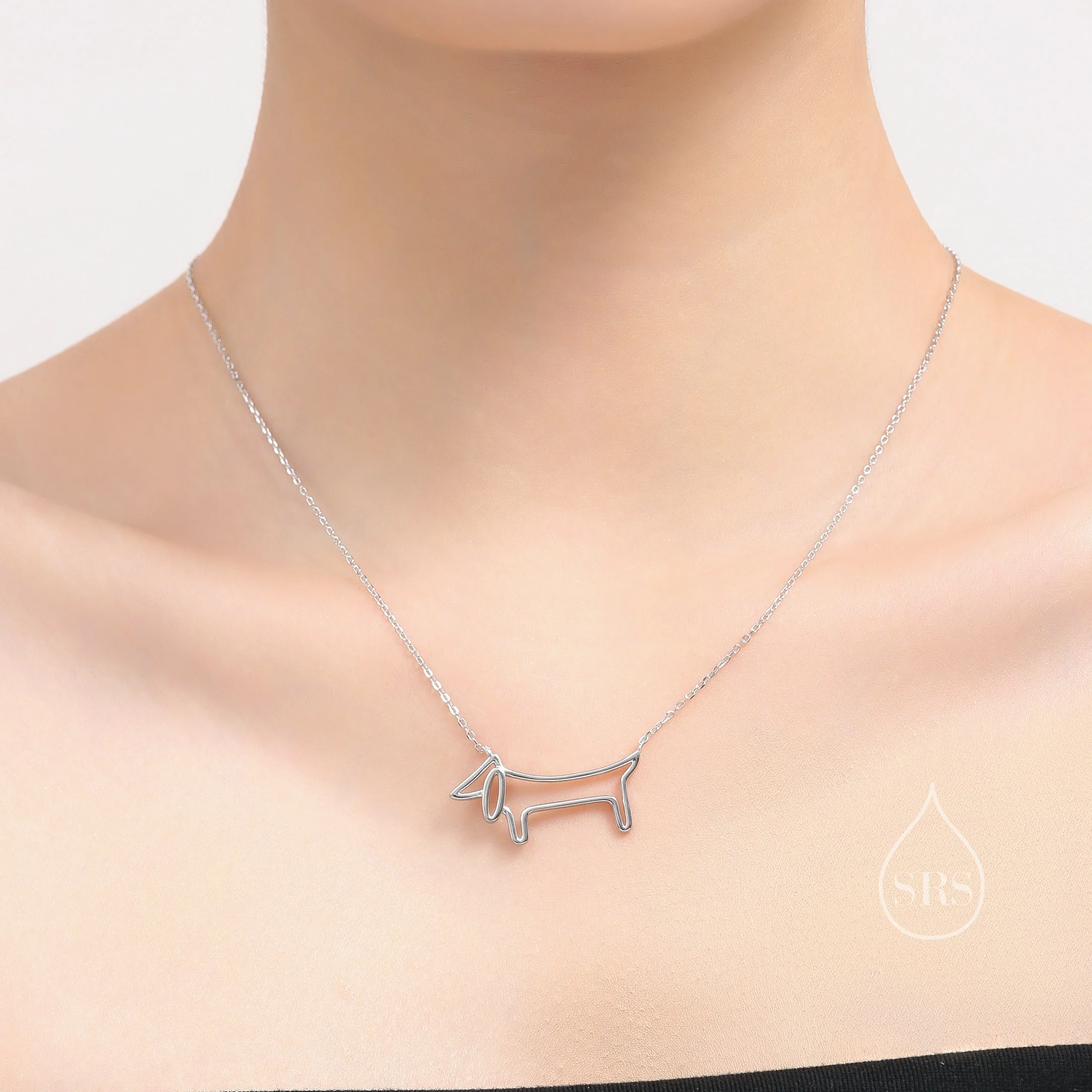 Dachshund Dog Necklace in Sterling Silver, in Silver or Gold, Dachshund gift, Wearable Art, Weiner dog Necklace, Sausage Dog Necklace - Image 4