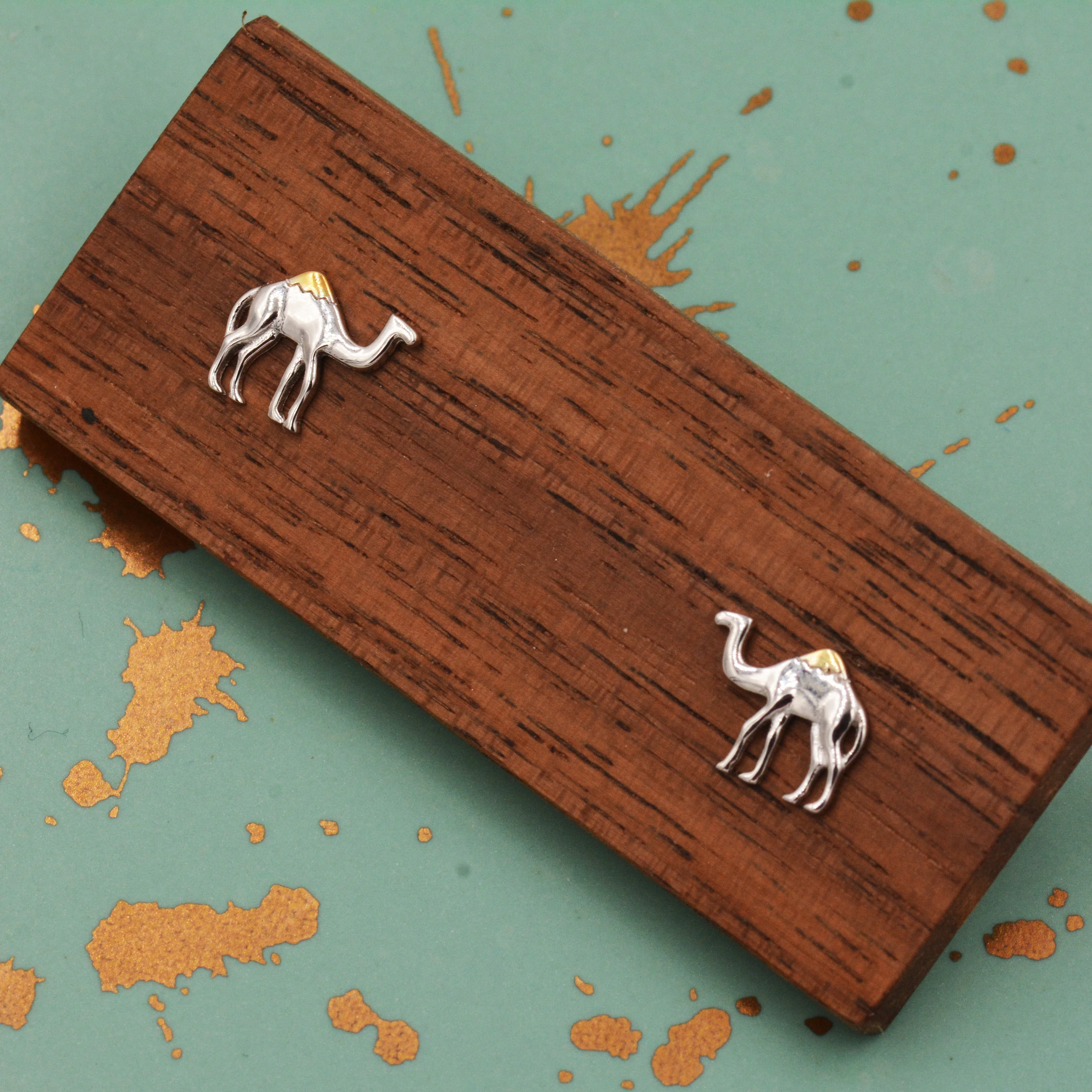 Dainty Camel Stud Earrings in Sterling Silver - Cute Fun, Whimsical - Image 5
