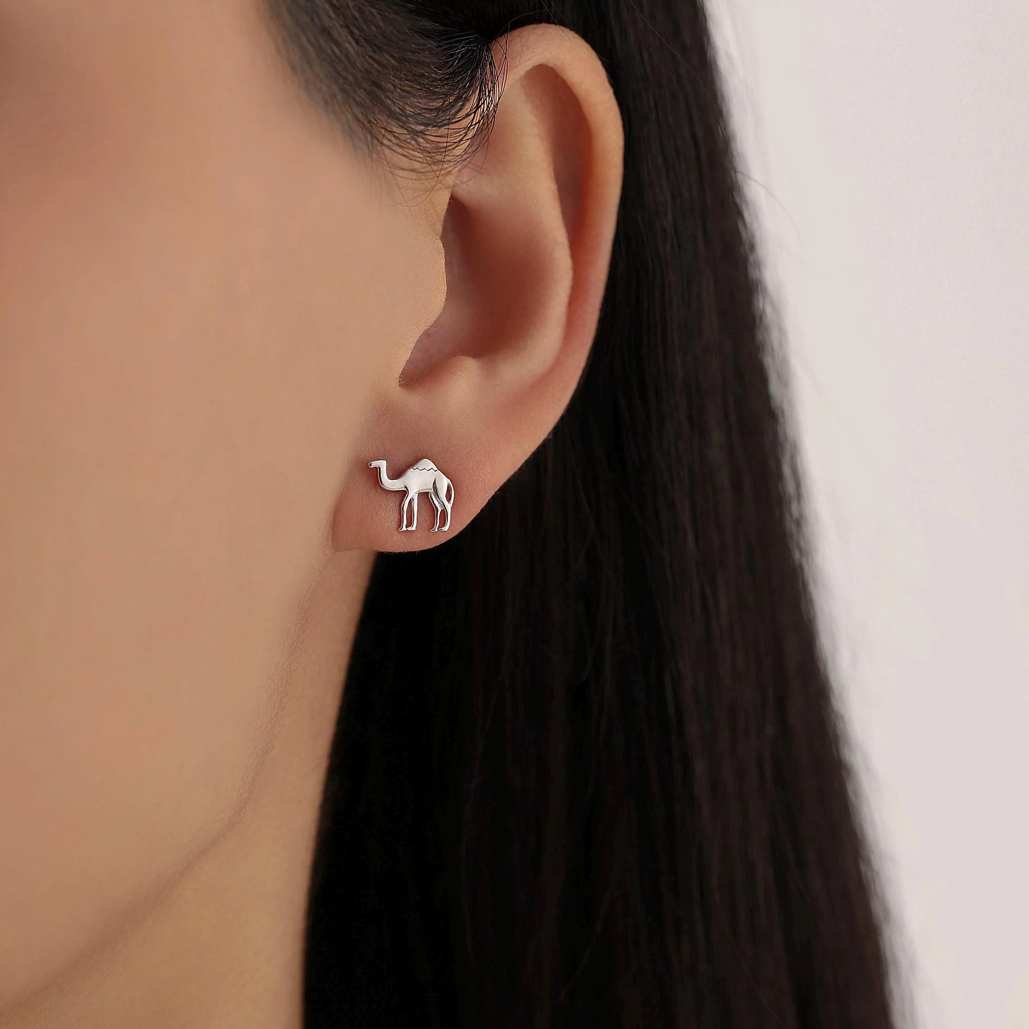 Dainty Camel Stud Earrings in Sterling Silver - Camel Earrings, Natural Inspired Animal Earrings - Image 9