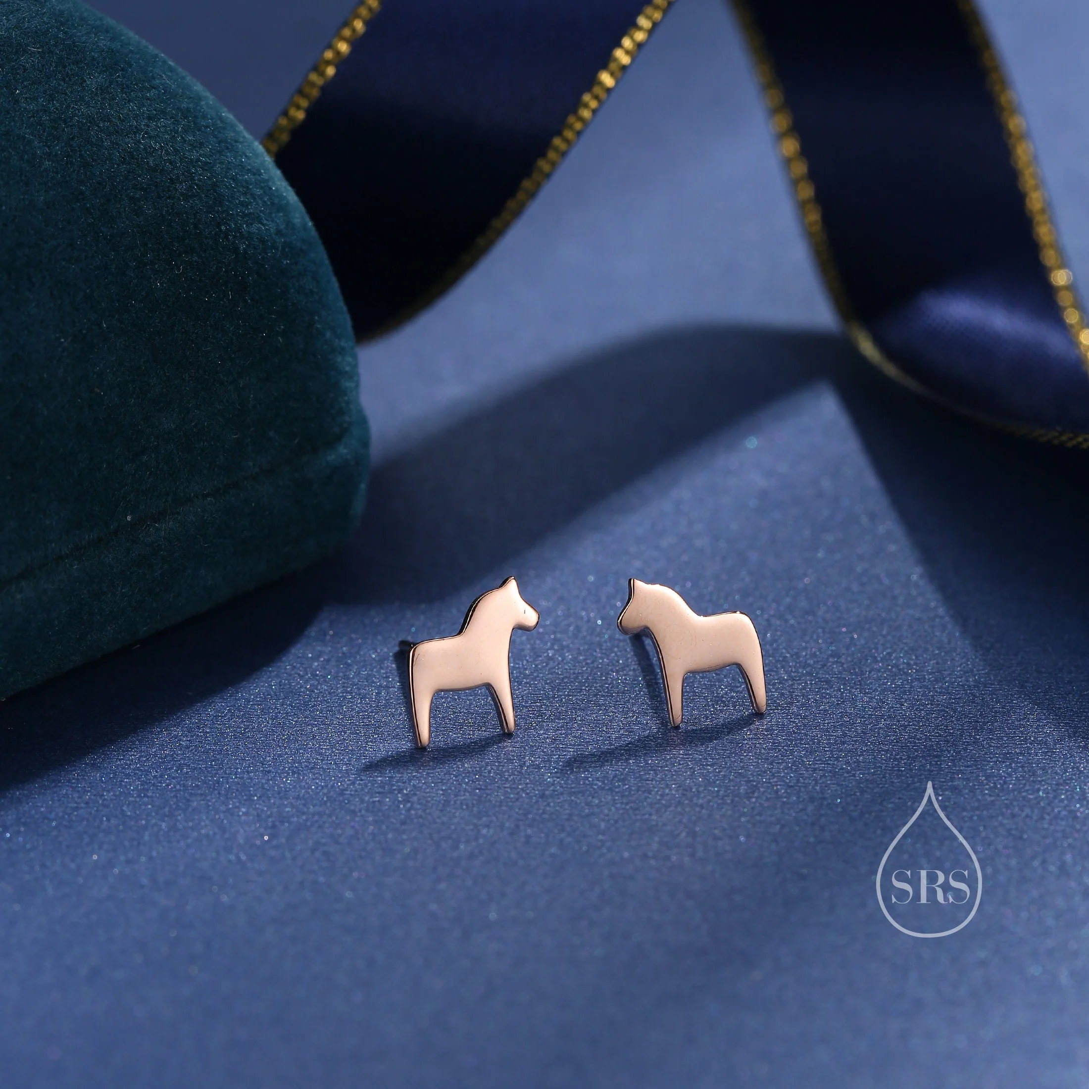 Dainty Dala Horse Stud Earrings in Sterling Silver - Nordic Style - Silver, Gold or Rose Gold, Swedish Design - Cute Animal Earrings -  Fun - Image 4
