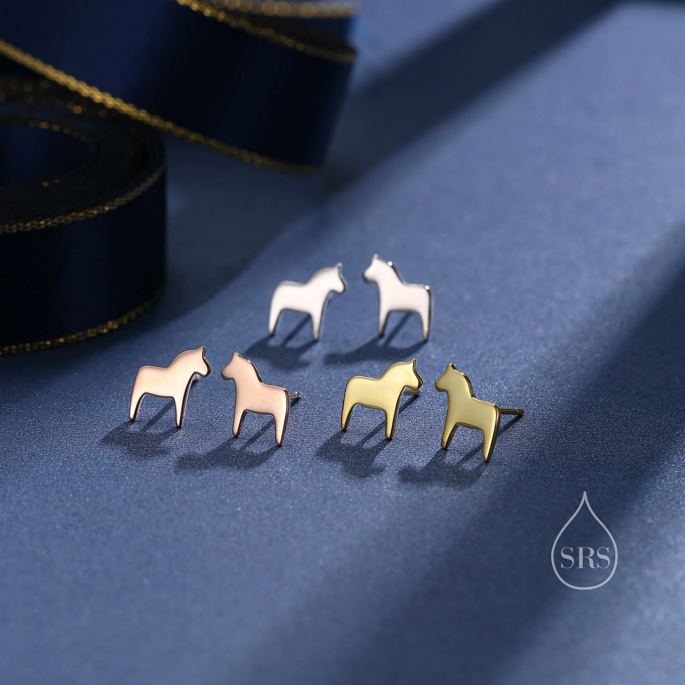 Dainty Dala Horse Stud Earrings in Sterling Silver - Nordic Style - Silver, Gold or Rose Gold, Swedish Design - Cute Animal Earrings -  Fun - Image 6