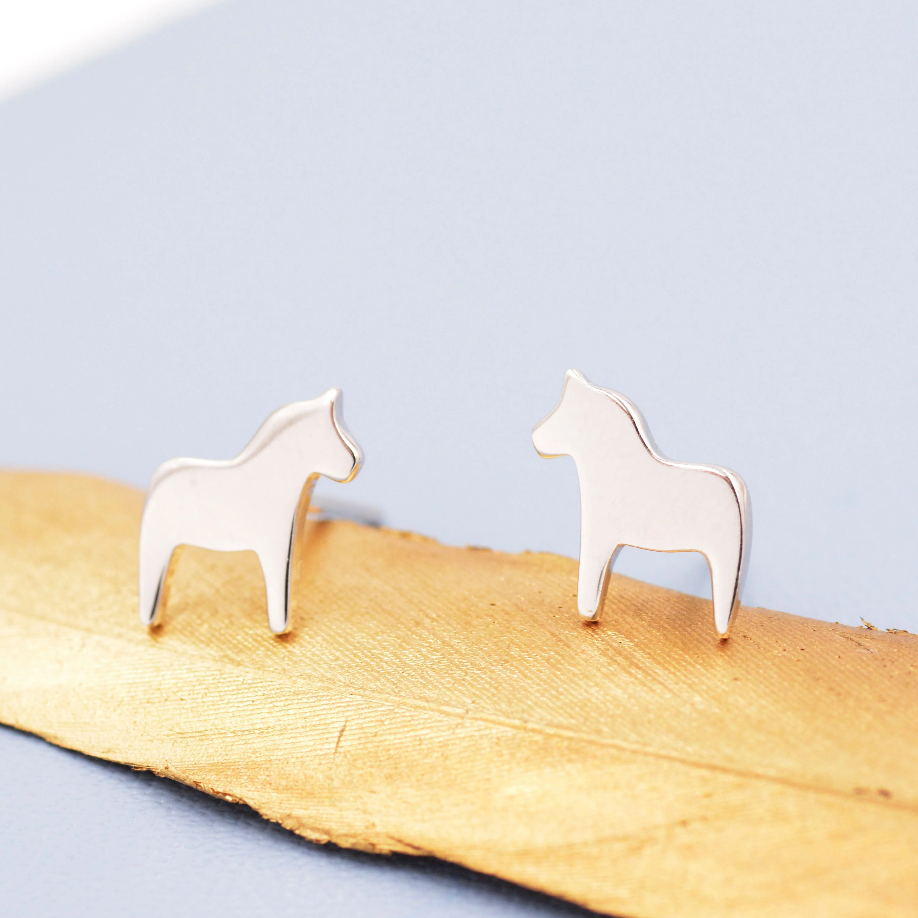 Dainty Dala Horse Stud Earrings in Sterling Silver - Nordic Style - Silver, Gold or Rose Gold, Swedish Design - Cute Animal Earrings -  Fun - Image 7