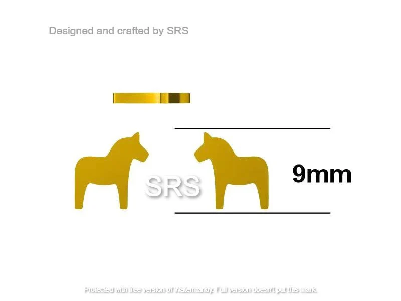 Dainty Dala Horse Stud Earrings in Sterling Silver - Nordic Style - Silver, Gold or Rose Gold, Swedish Design - Cute Animal Earrings -  Fun - Image 9