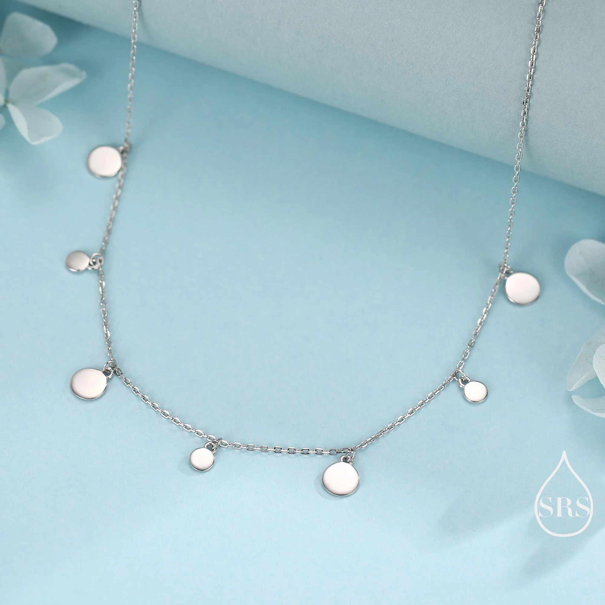 Dainty Disk Choker Necklace in Sterling Silver, Silver Disk Choker Necklace, Silver or Gold - Image 3