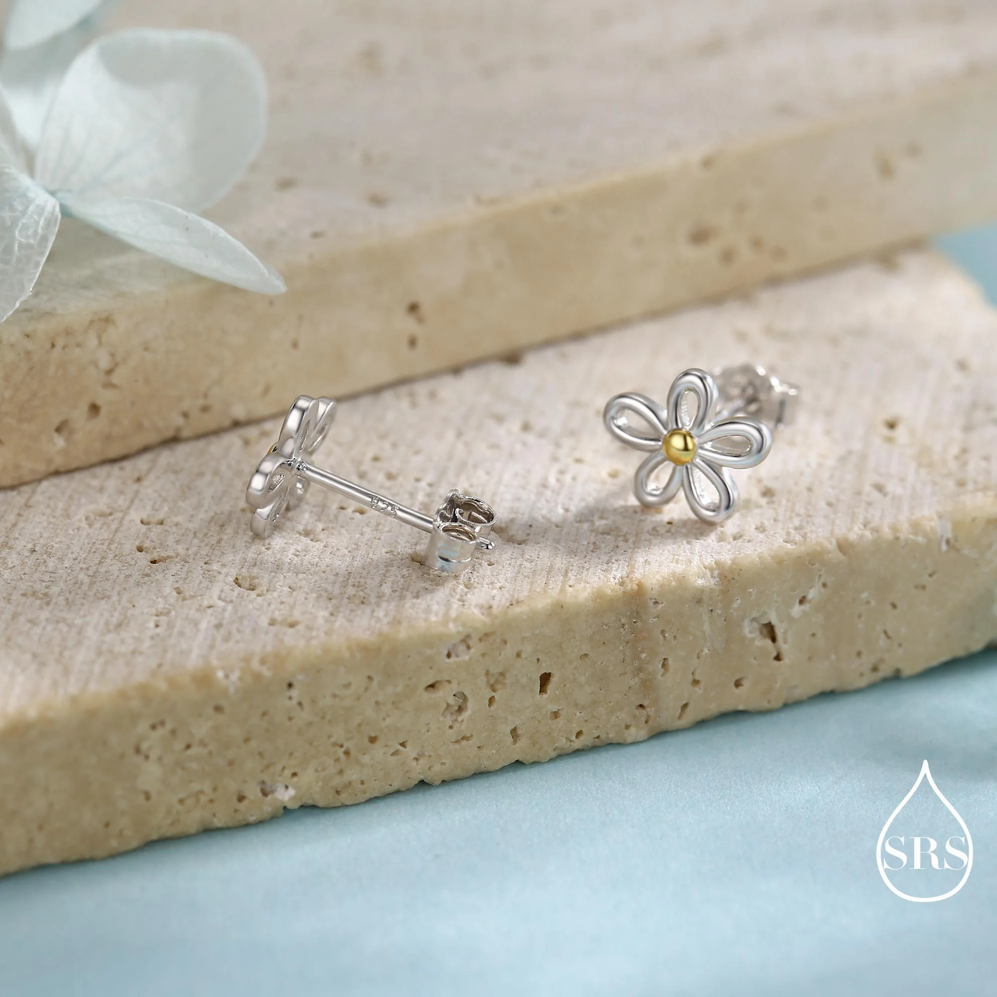 Dainty Forget-me-not Flower Stud Earrings in Sterling Silver - Floral Blossom Flower Stud Earrings - Nature Inspired - Image 5