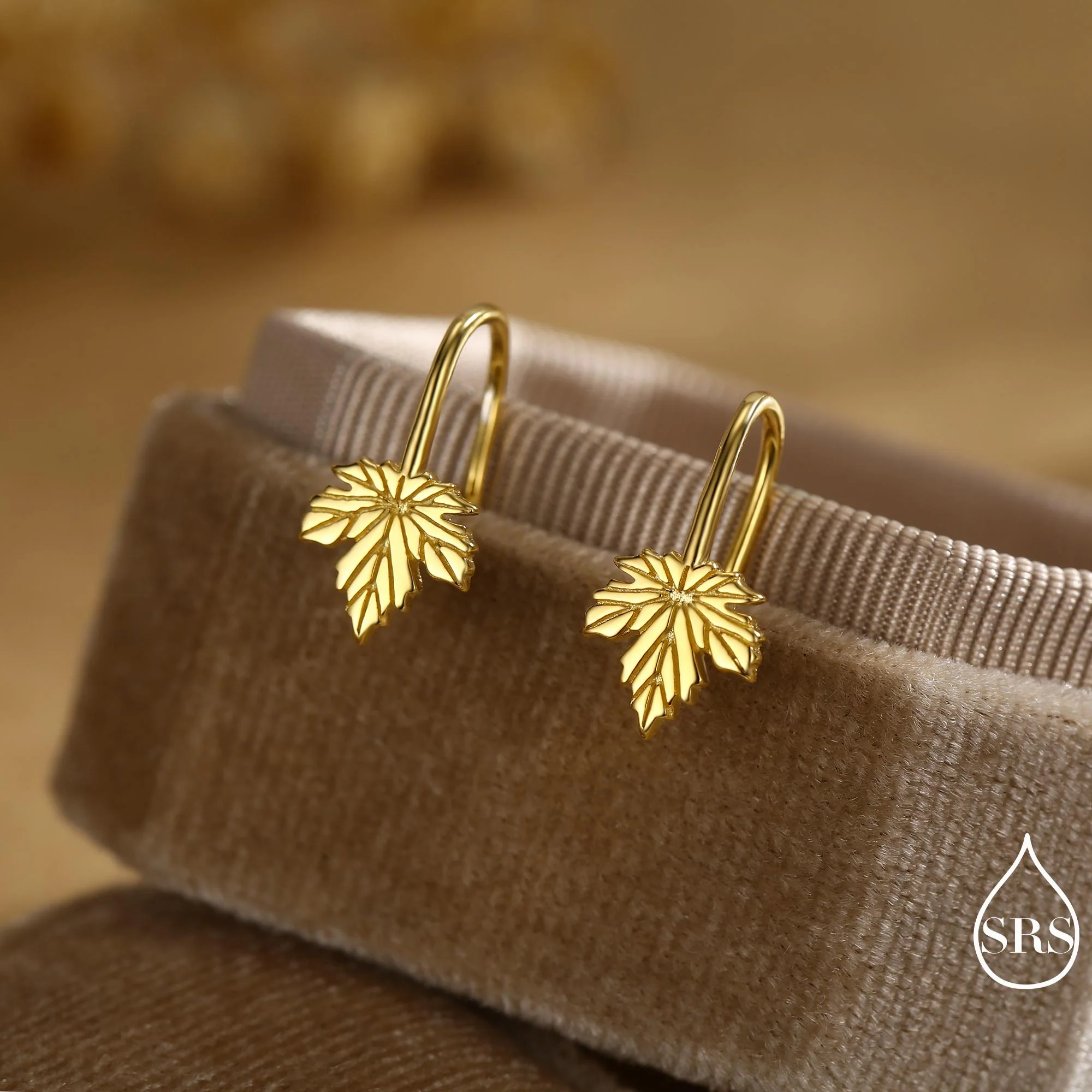 Dainty Maple Leaf Drop Hook Earrings in Sterling Silver, Silver, Gold or Rose Gold, Pretty Maple Earrings, Autumn Earrings - Image 6