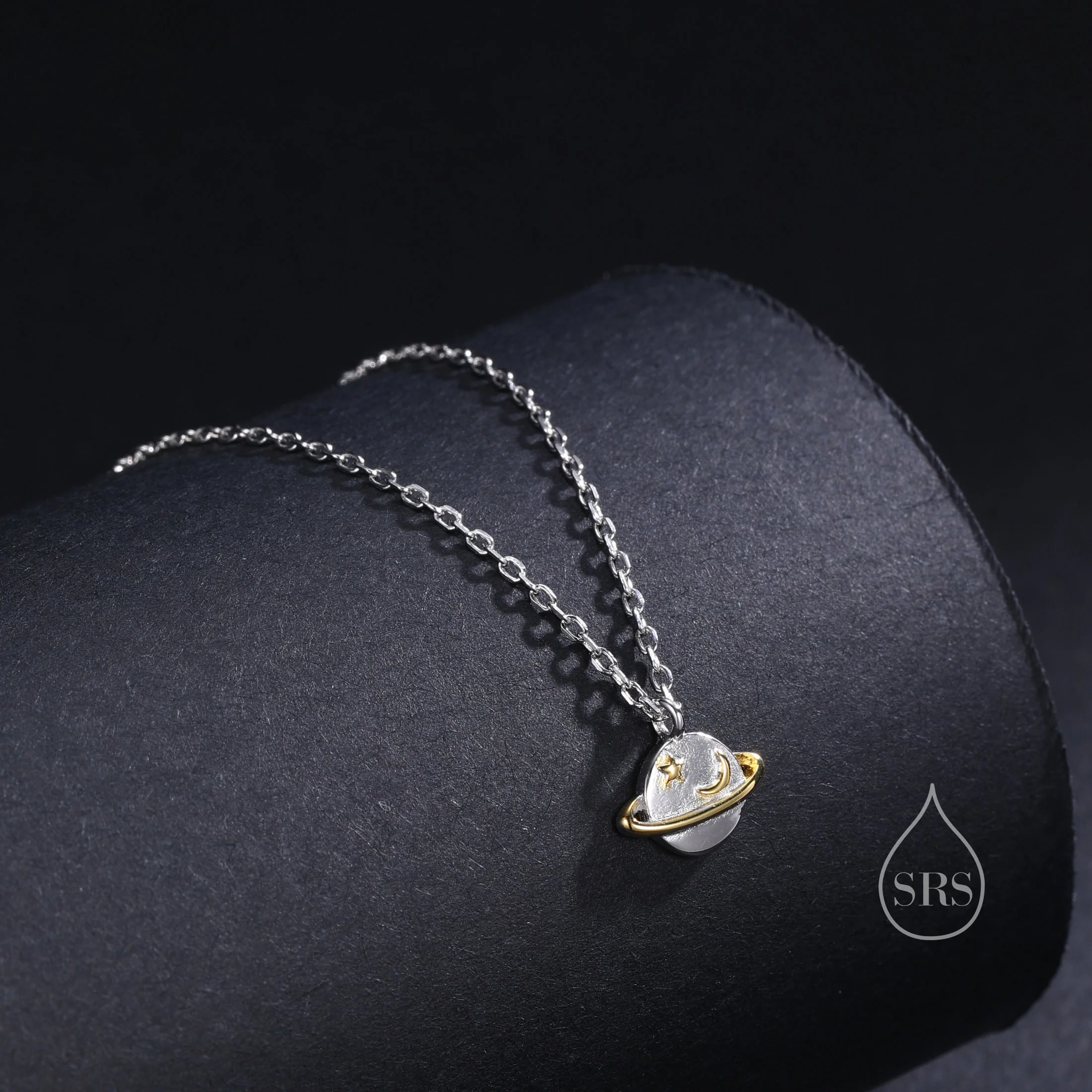 Dainty Planet Pendant Necklace in Sterling Silver, Saturn Necklace, Small Planet Necklace, Space Pendant - Image 3