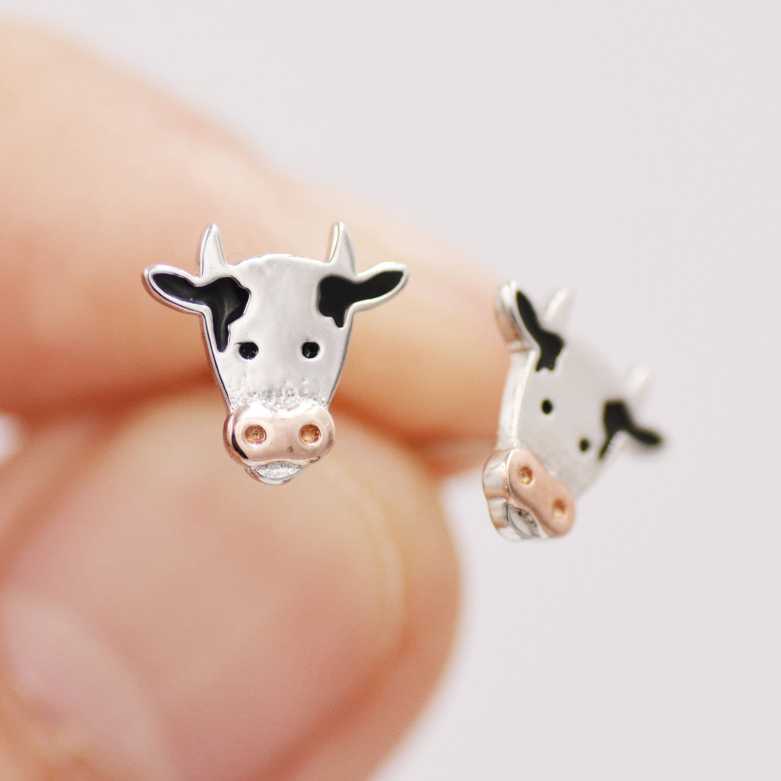 Dairy Cow Stud Earrings in Sterling Silver - Farm Animal Stud Earrings - Cute, Fun, Whimsical - Image 7