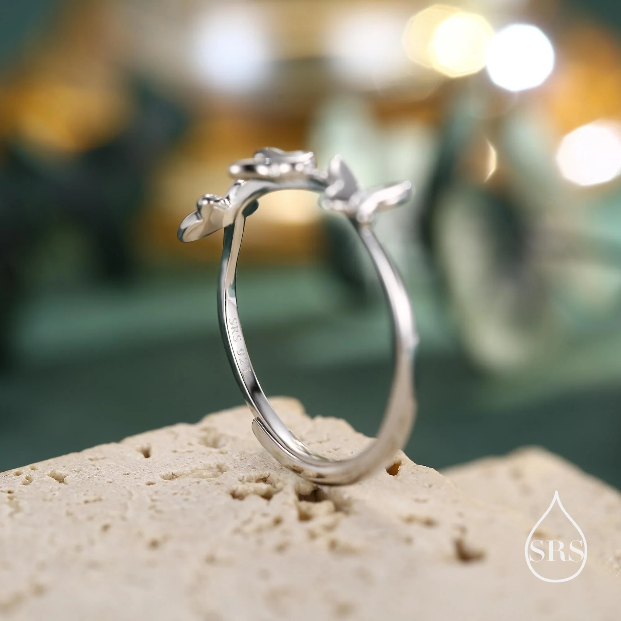 Dancing Butterfly Ring in Sterling Silver, Adjustable Size, Butterfly Ring, Dainty Nature Inspired Ring - Image 3