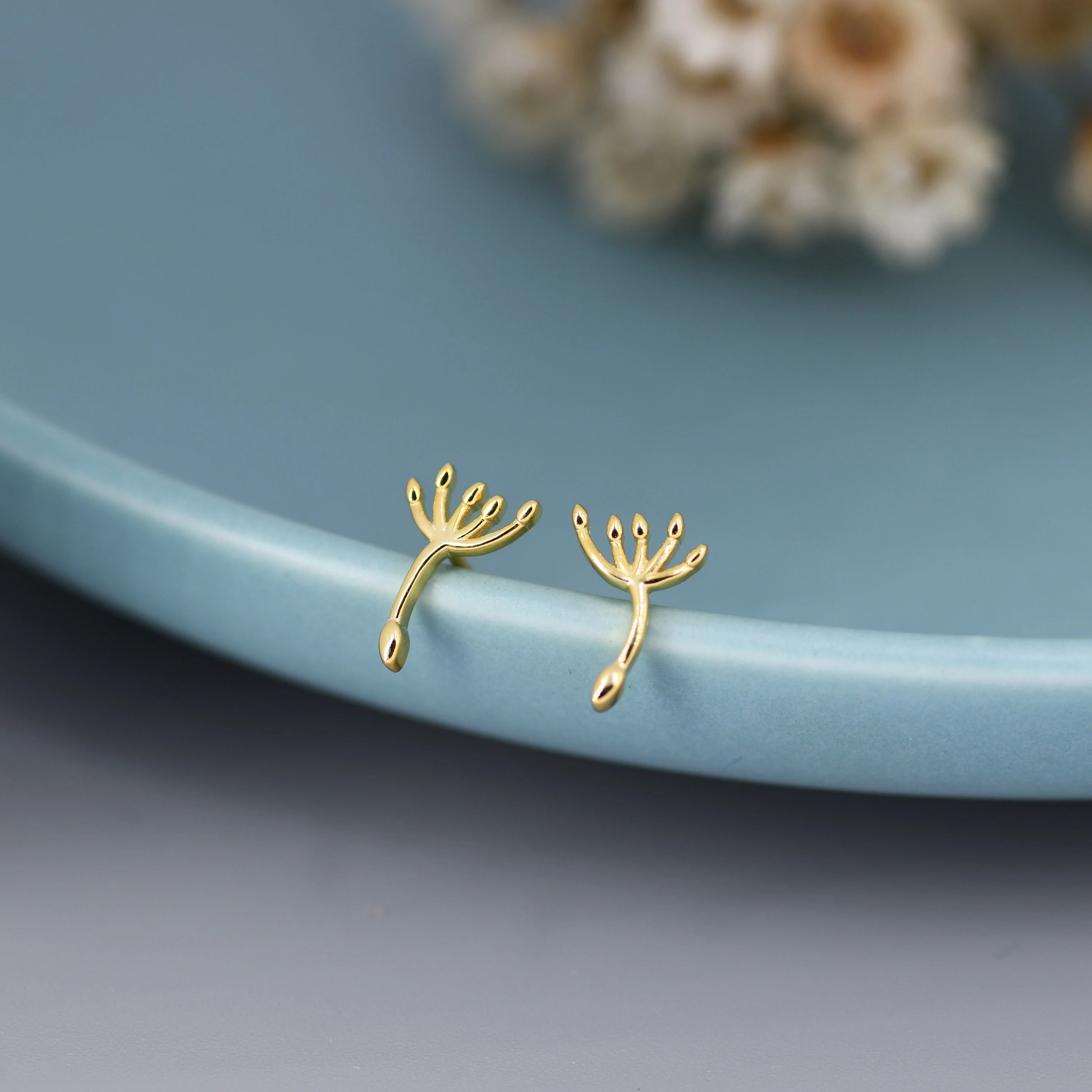 Dandelion Seed Stud Earrings in Sterling Silver, Silver or Gold, Make A Wish Earrings, Dandelion Earrings - Image 7
