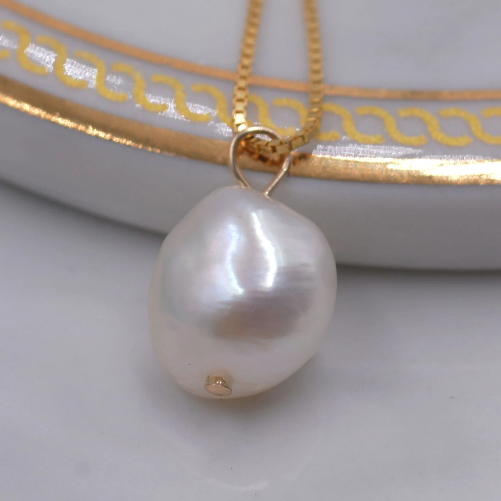 Delicate Genuine Baroque Pearl Pendant Necklace in Sterling Silver, Minimalist Pearl, One-of-a-kind Semi-precious - Image 3
