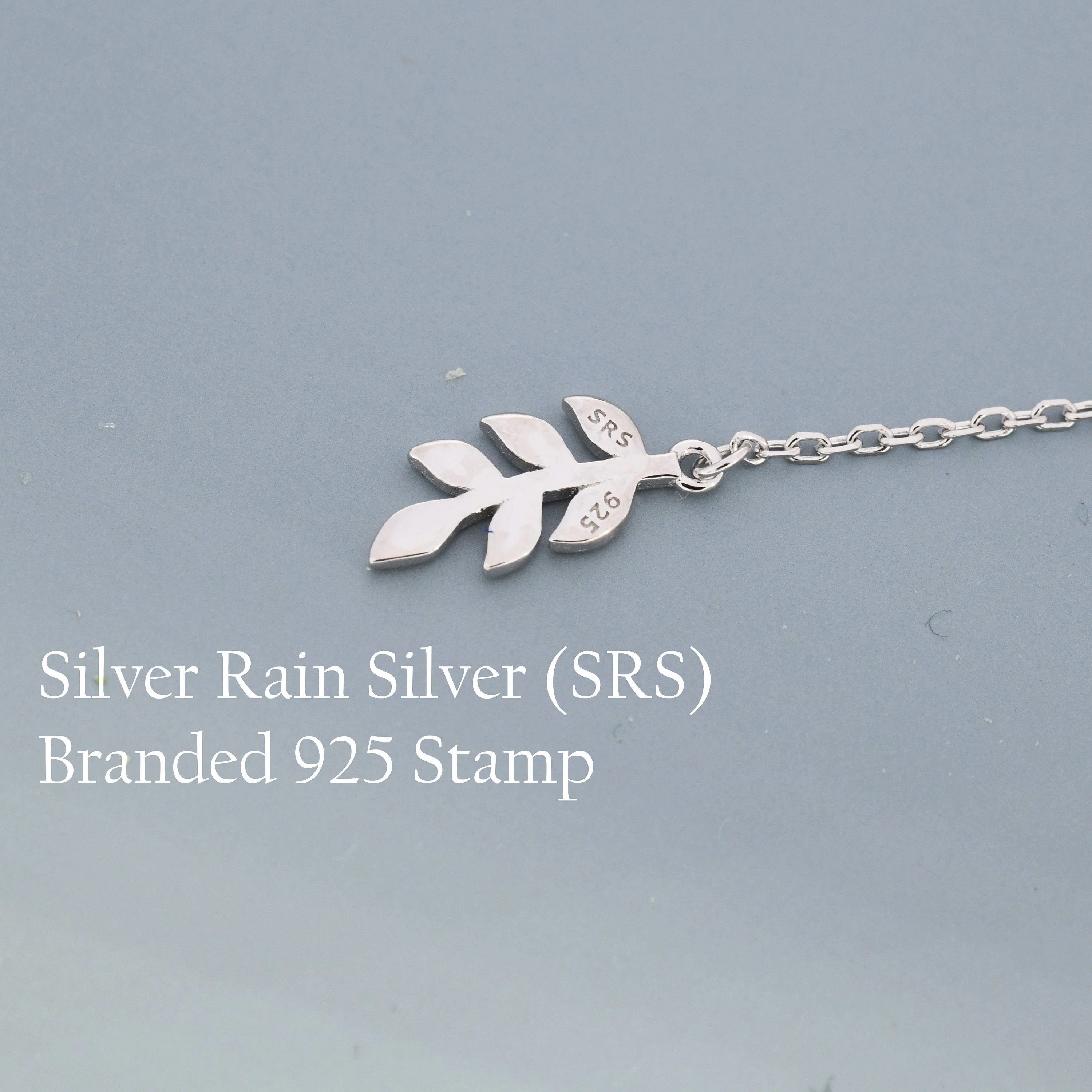 Delicate Leaf Threader Earrings in Sterling Silver, Olive Branch Earrings, Silver, Gold or Rose Gold, Long Threders - Image 4