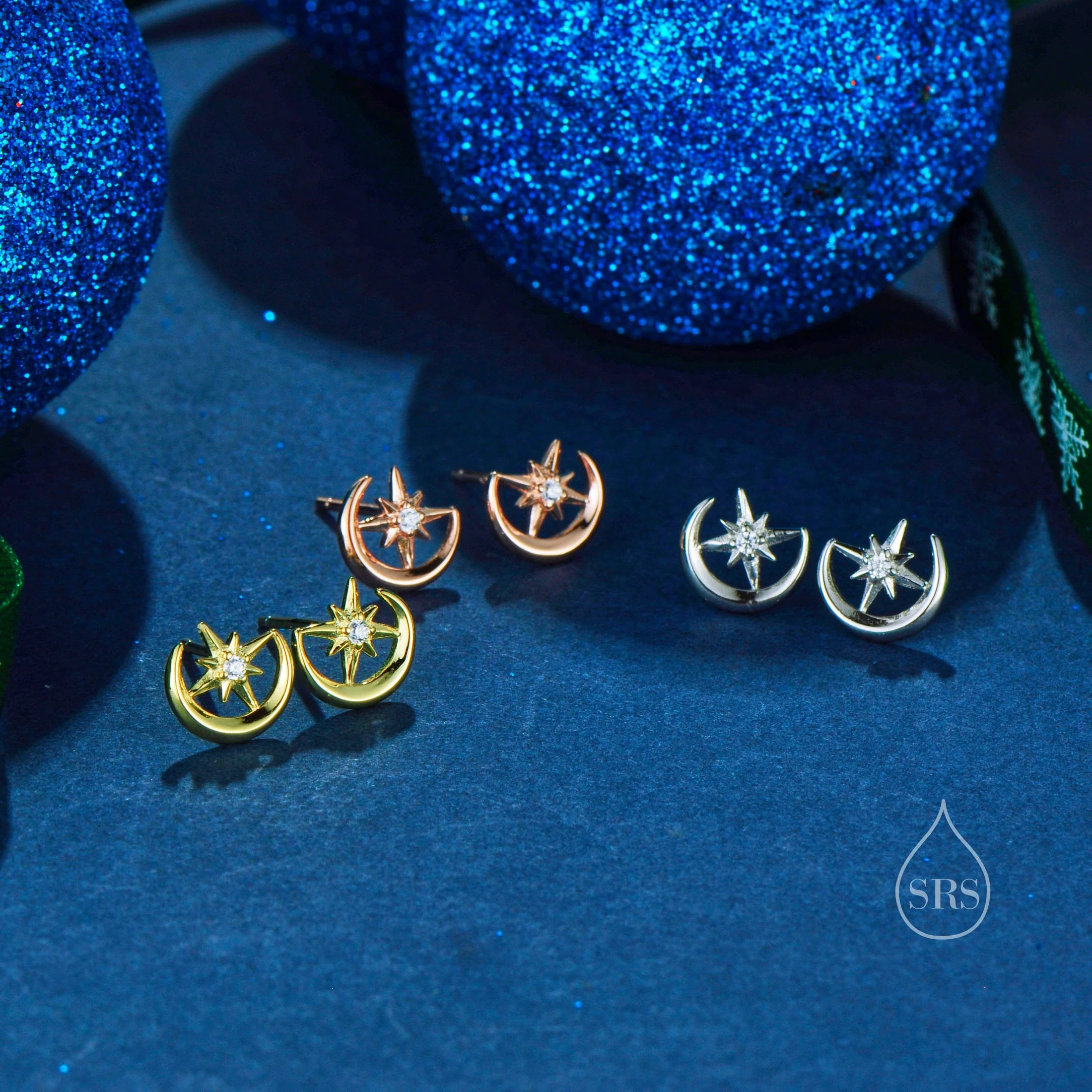 Delicate Moon and Star Stud Earrings in Sterling Silver, Silver, Gold or Rose Gold, Small Moon Earrings, Celestial Jewellery - Image 6