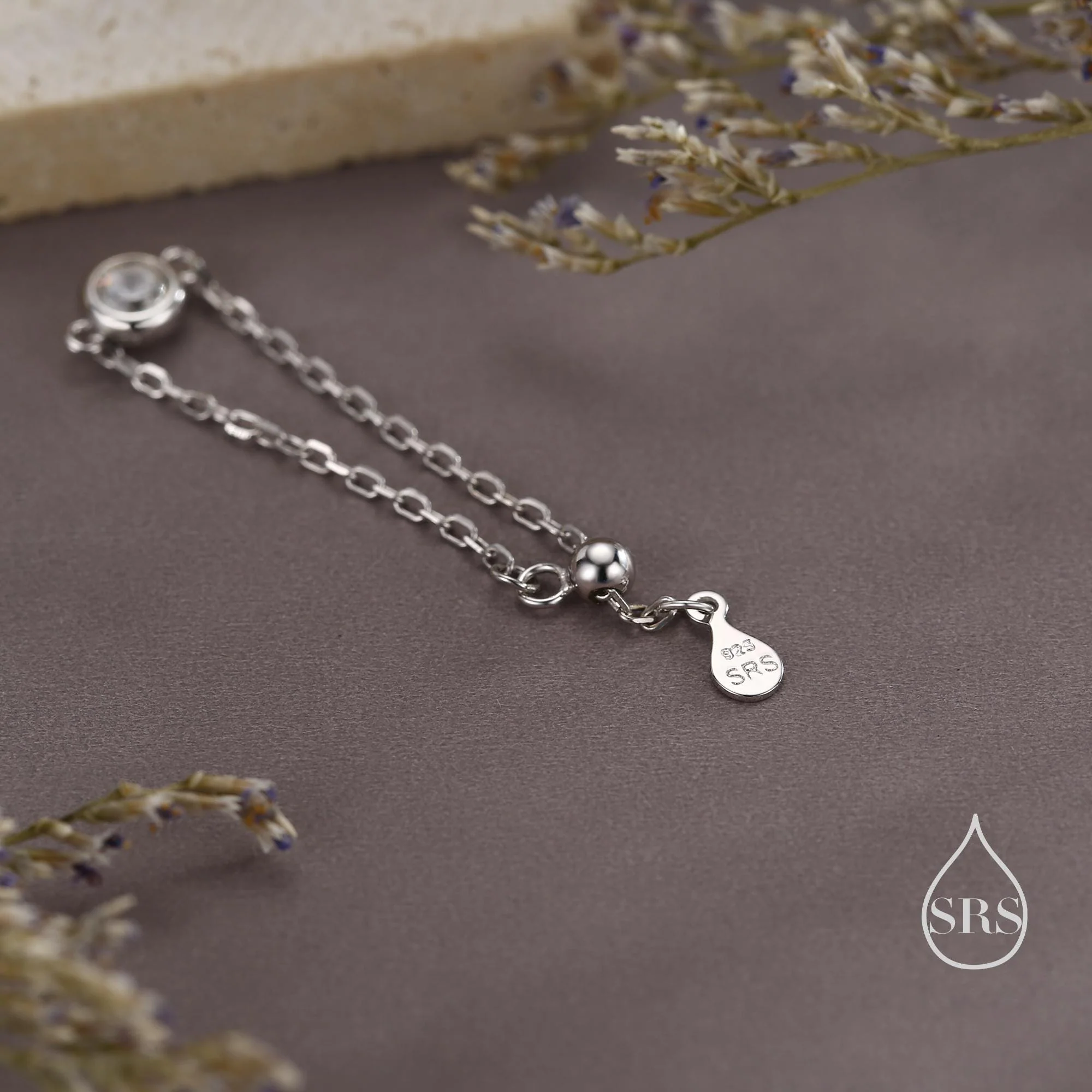 Delicate Sterling Silver Sparkly CZ Soft Ring, Adjustable Size CZ Crystal Chain Ring, Silver or Gold, Soft chain Ring in Sterling Silver - Image 3