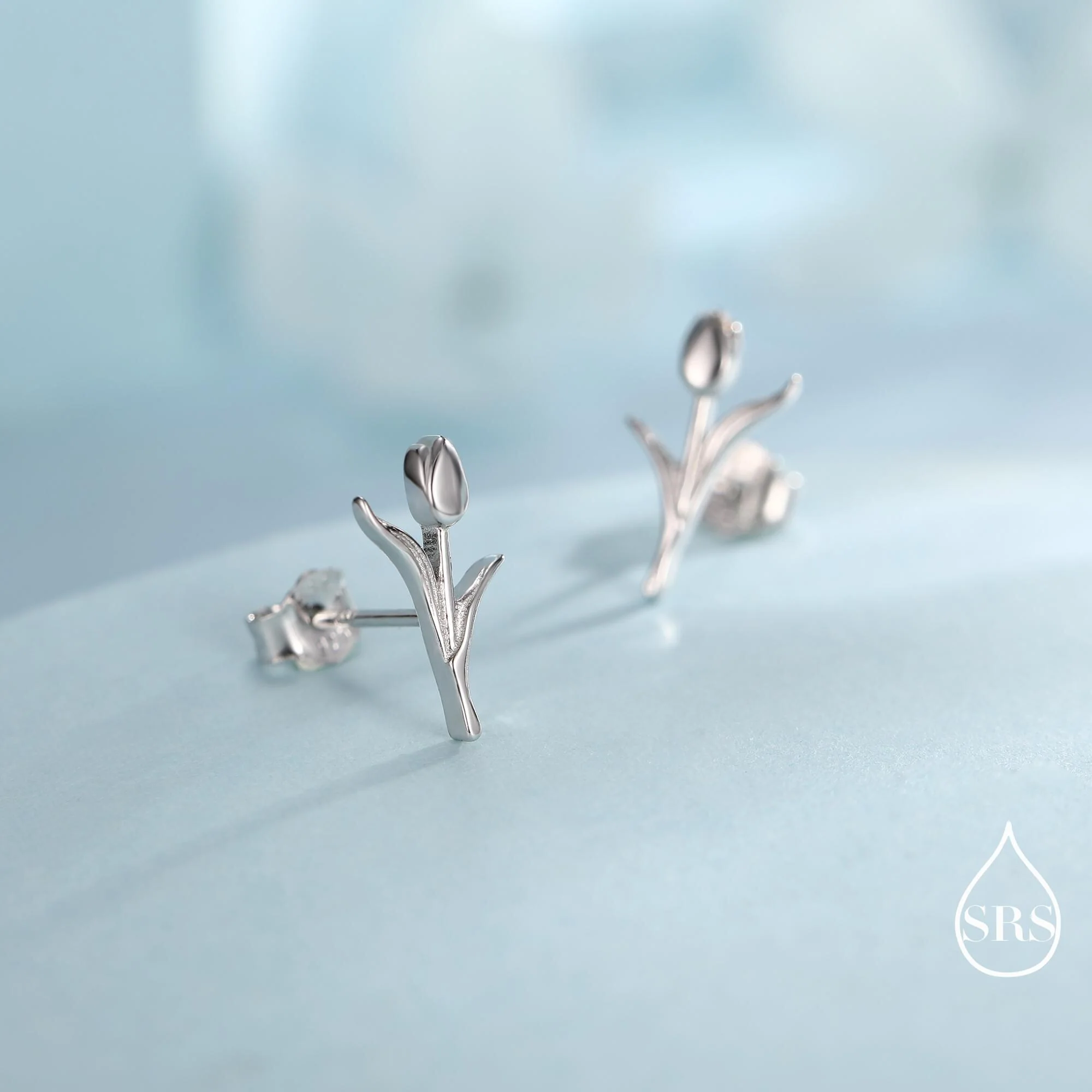 Delicate Tulip Flower Stud Earrings in Sterling Silver, Silver or Gold or Rose Gold, Flower Earrings, Tulip Earrings - Image 8
