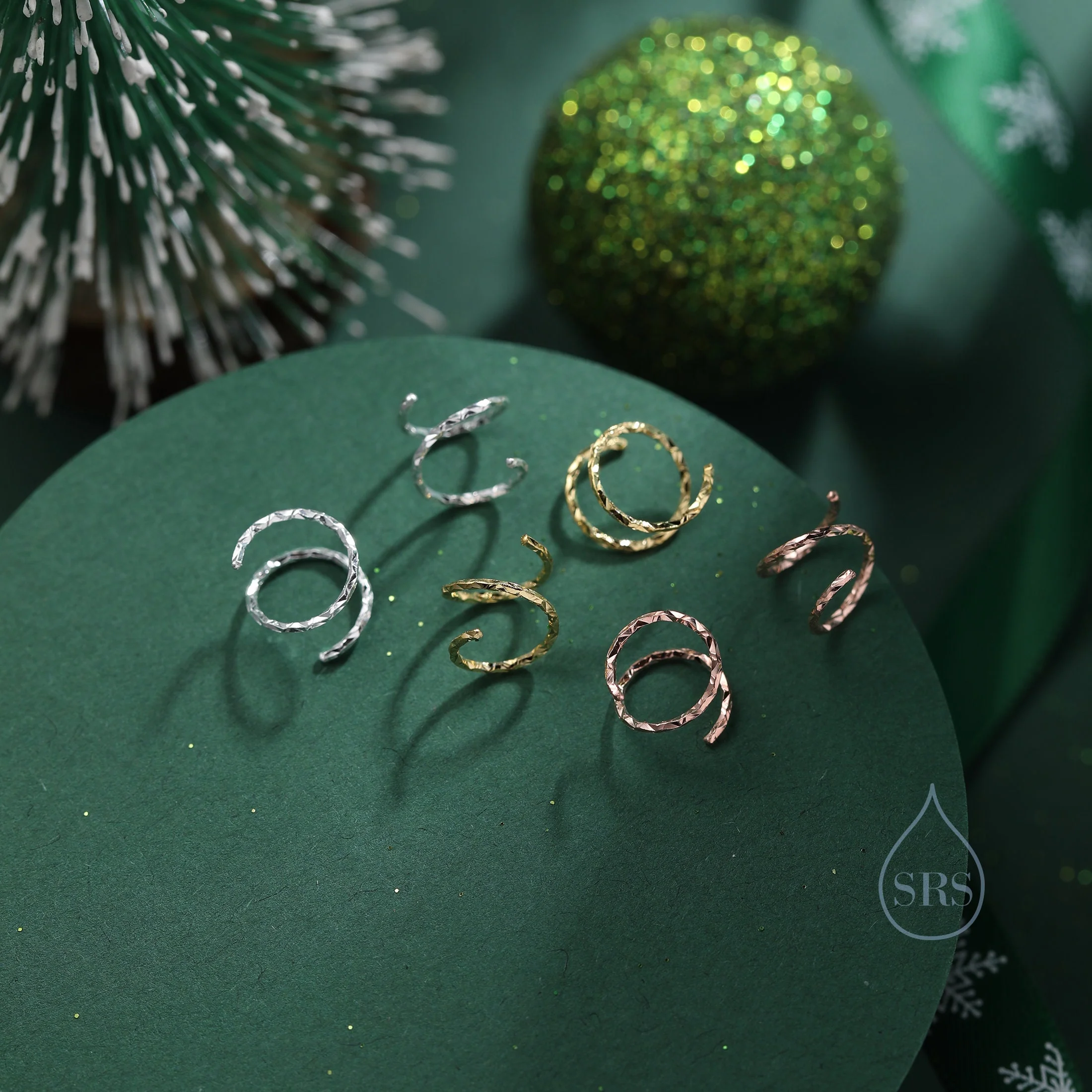 Diamond Cut Single Piercing Spiral Hoop Earrings In Sterling Silver, Silver, Gold or Rose Gold, 6mm, 7mm, 8mm Minimalist Spiral Earrings - Image 6