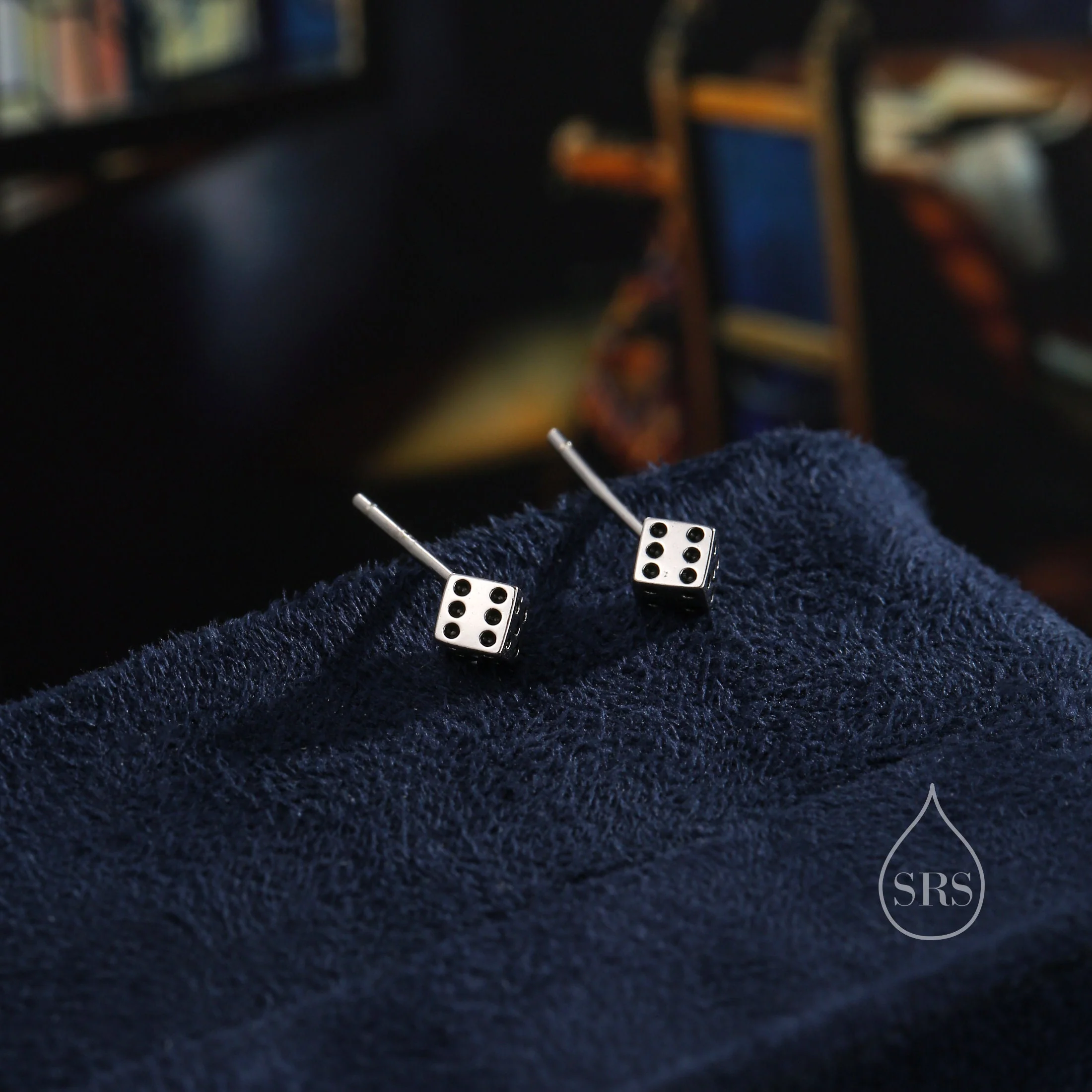 Dice Stud Earrings in Sterling Silver, Silver or Gold, Fun Gamer Earrings - Image 7