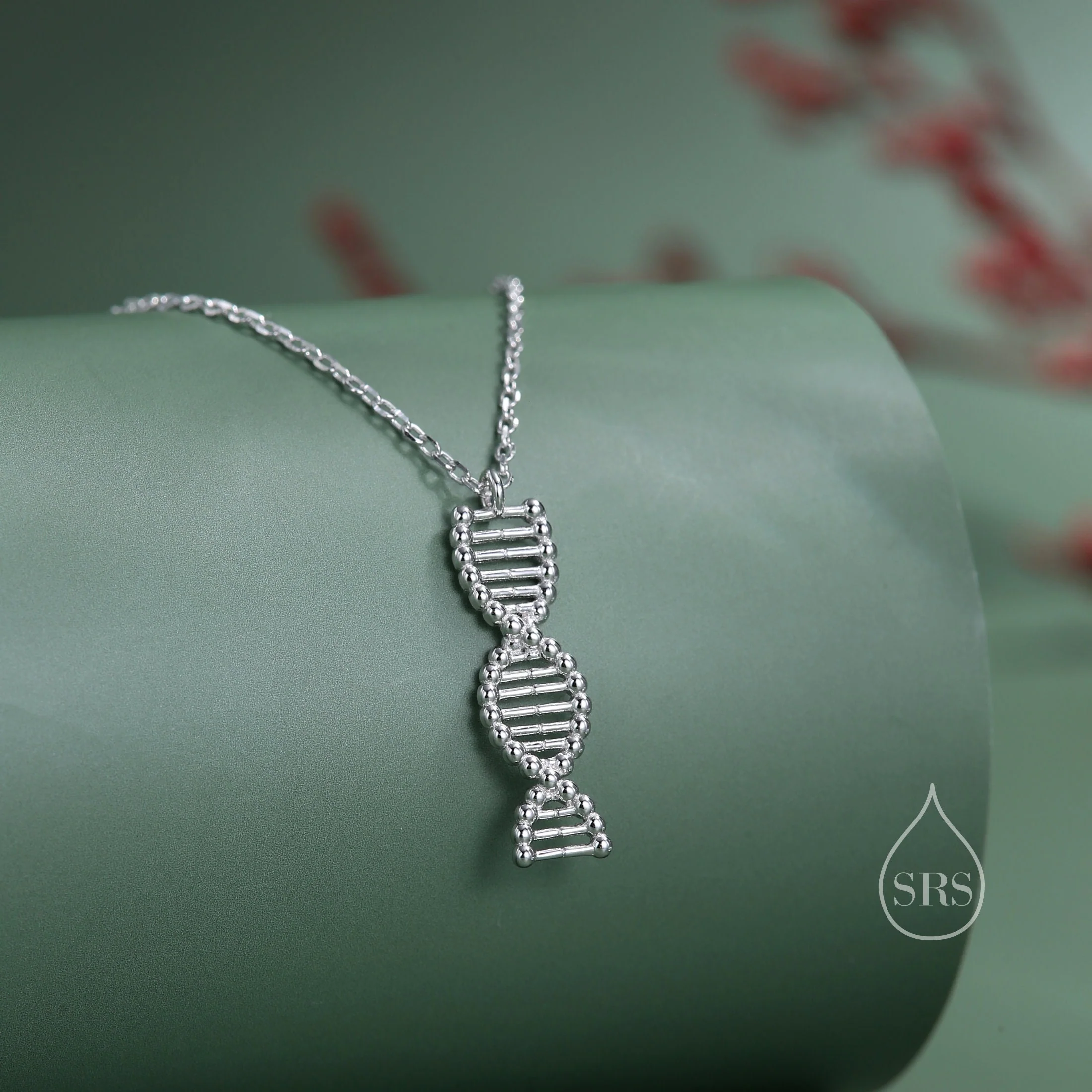 DNA Molecular Structure Pendant Necklace Sterling Silver, Silver or Gold or Rose Gold, DNA Necklace, Science Jewellery,Scientist Gift - Image 2