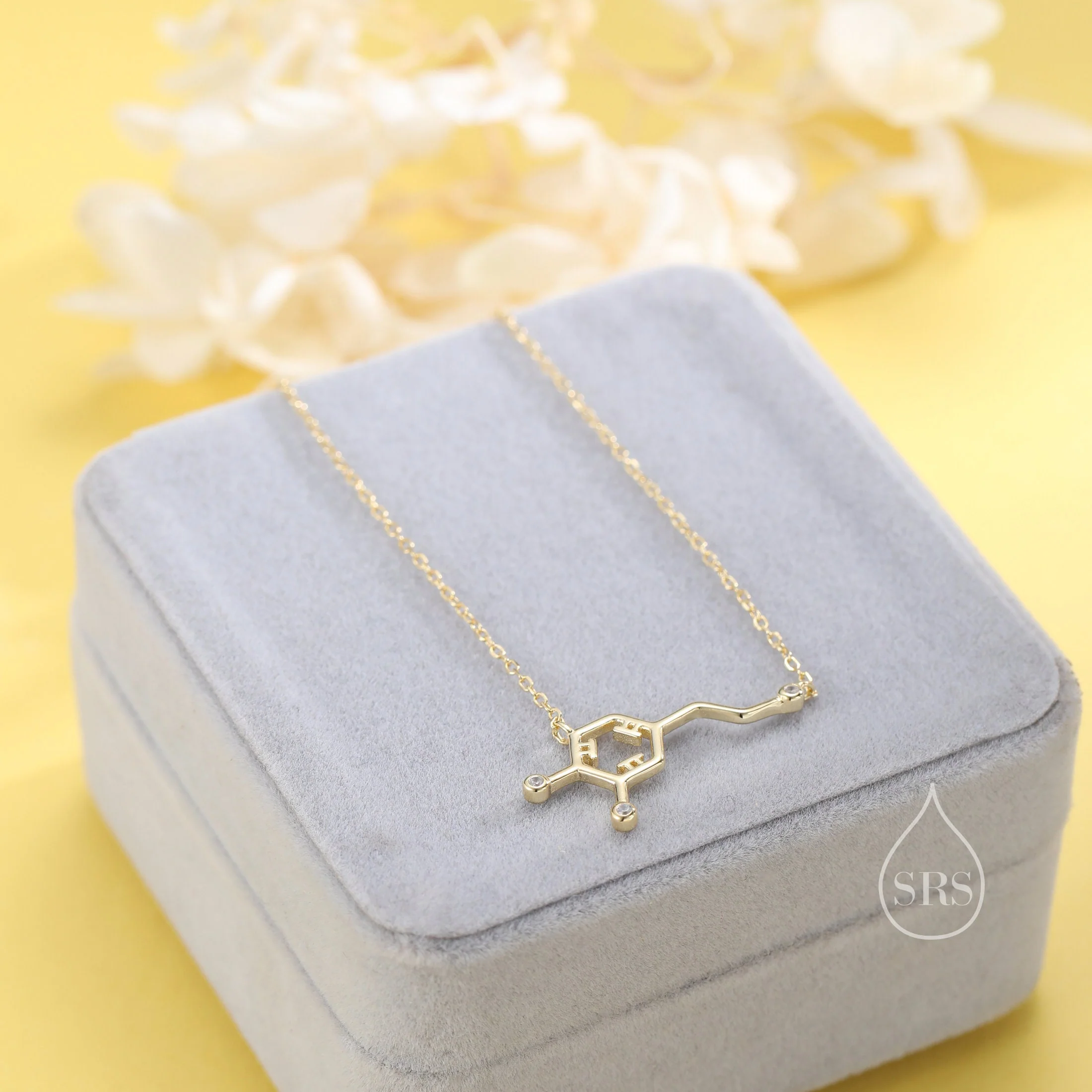 Dopamine Molecular Structure Pendant Necklace in Sterling Silver, Silver or Gold, Happiness Necklace, Dopamine Necklace - Image 6