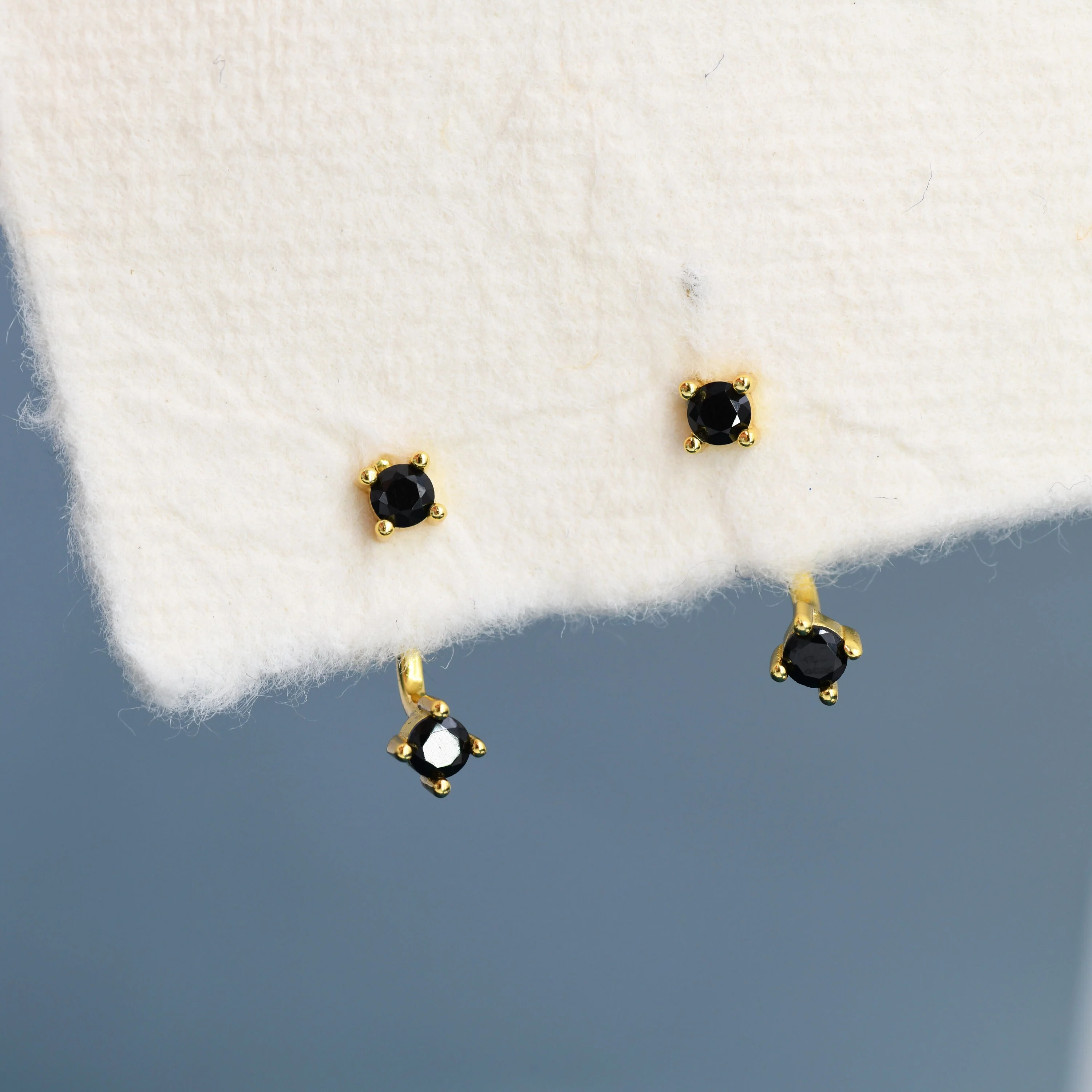Double Black CZ Ear Jacket in Sterling Silver, Silver or Gold, Front and Back Earrings, Two Part Earrings - Image 5