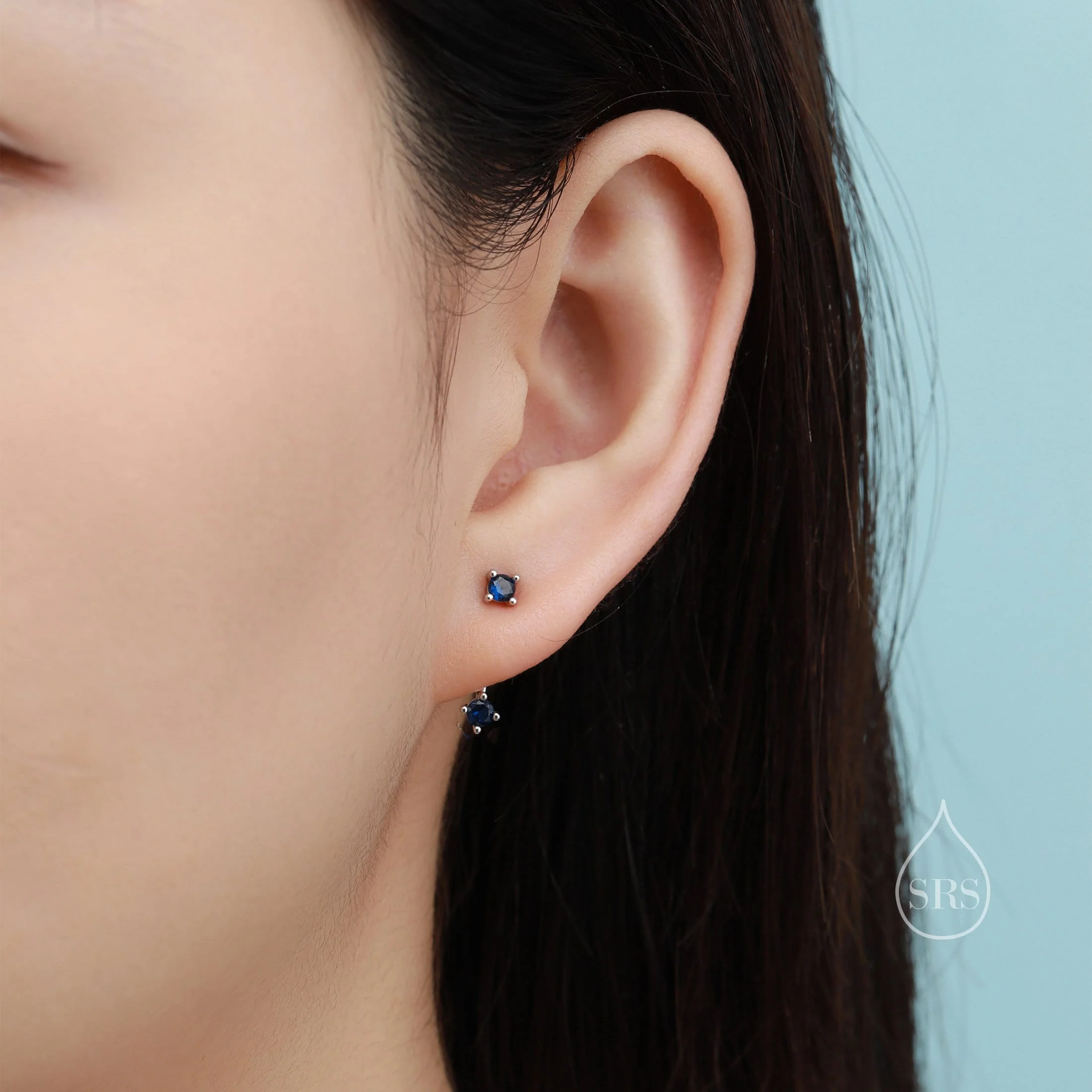 Double Black CZ Ear Jacket in Sterling Silver, Silver or Gold, Front and Back Earrings, Two Part Earrings - Image 9