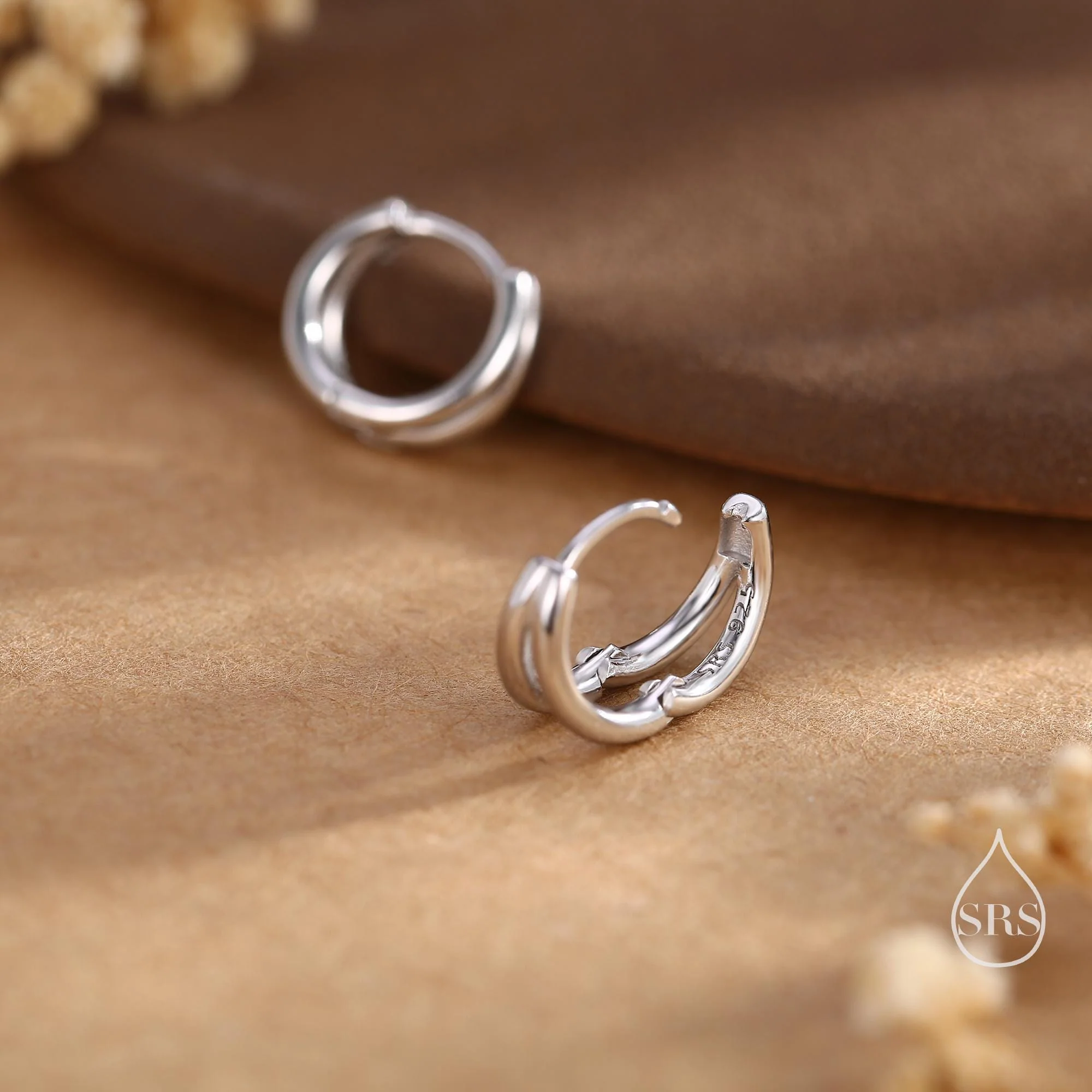 Double Hoop Effect Earrings in Sterling Silver, V shape Hoop Earrings, Silver, Gold, Rose Gold, Dainty and Delicate - Image 7