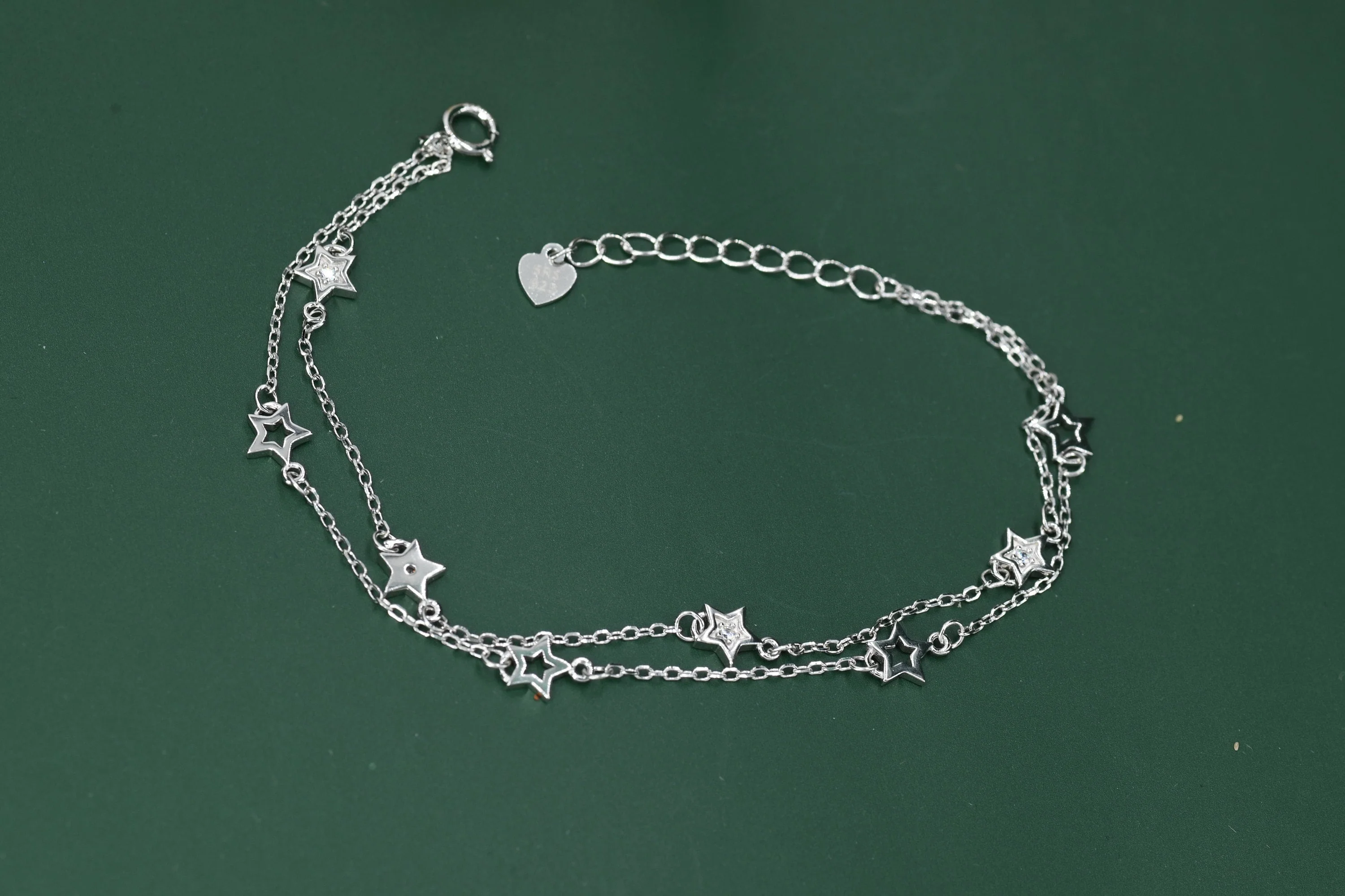 Double Layer Star Bracelet in Sterling Silver, Floating Star Bracelet, Silver Star Bracelet, Tiny Star Bracelet, - Image 3