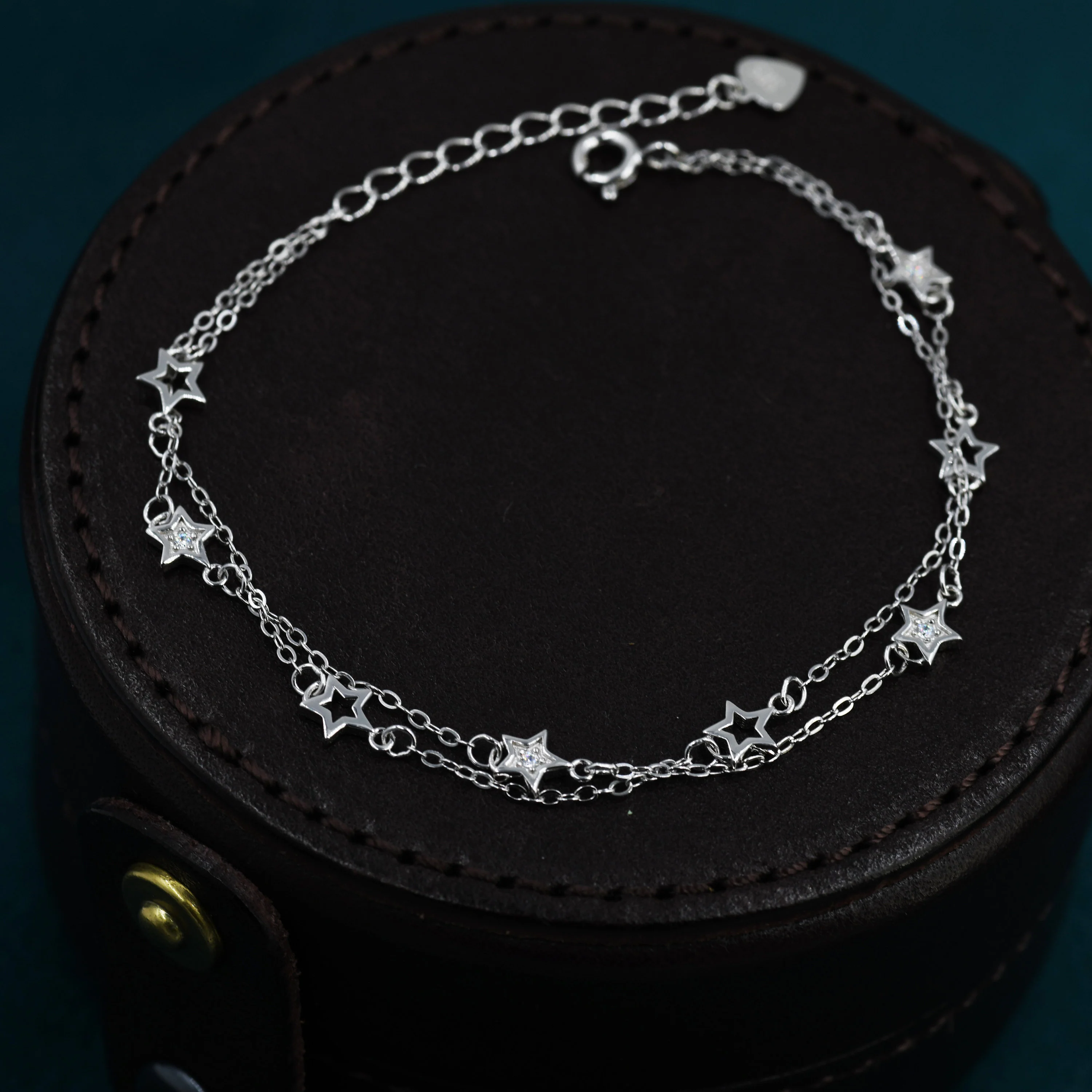 Double Layer Star Bracelet in Sterling Silver, Floating Star Bracelet, Silver Star Bracelet, Tiny Star Bracelet, - Image 5