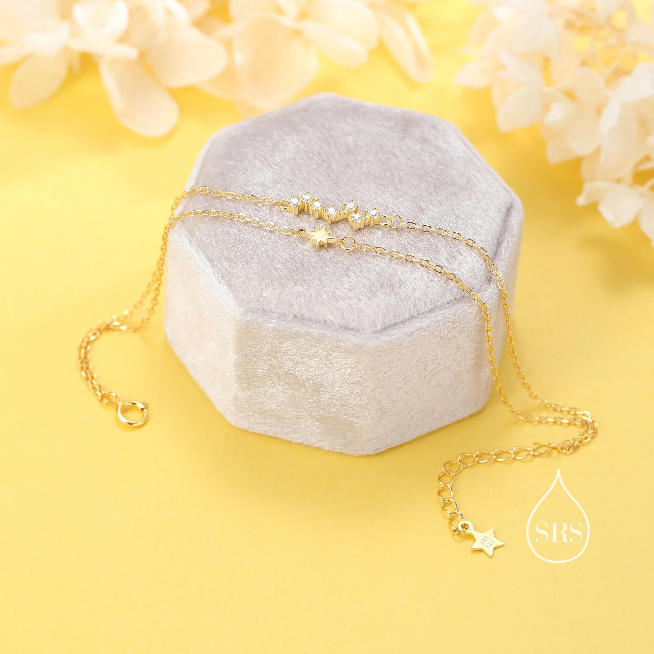 Double Layer Starburst and Constellation Bracelet in Sterling Silver, Silver or Gold or Rose Gold, Star Bracelet, Planet Bracelet - Image 6