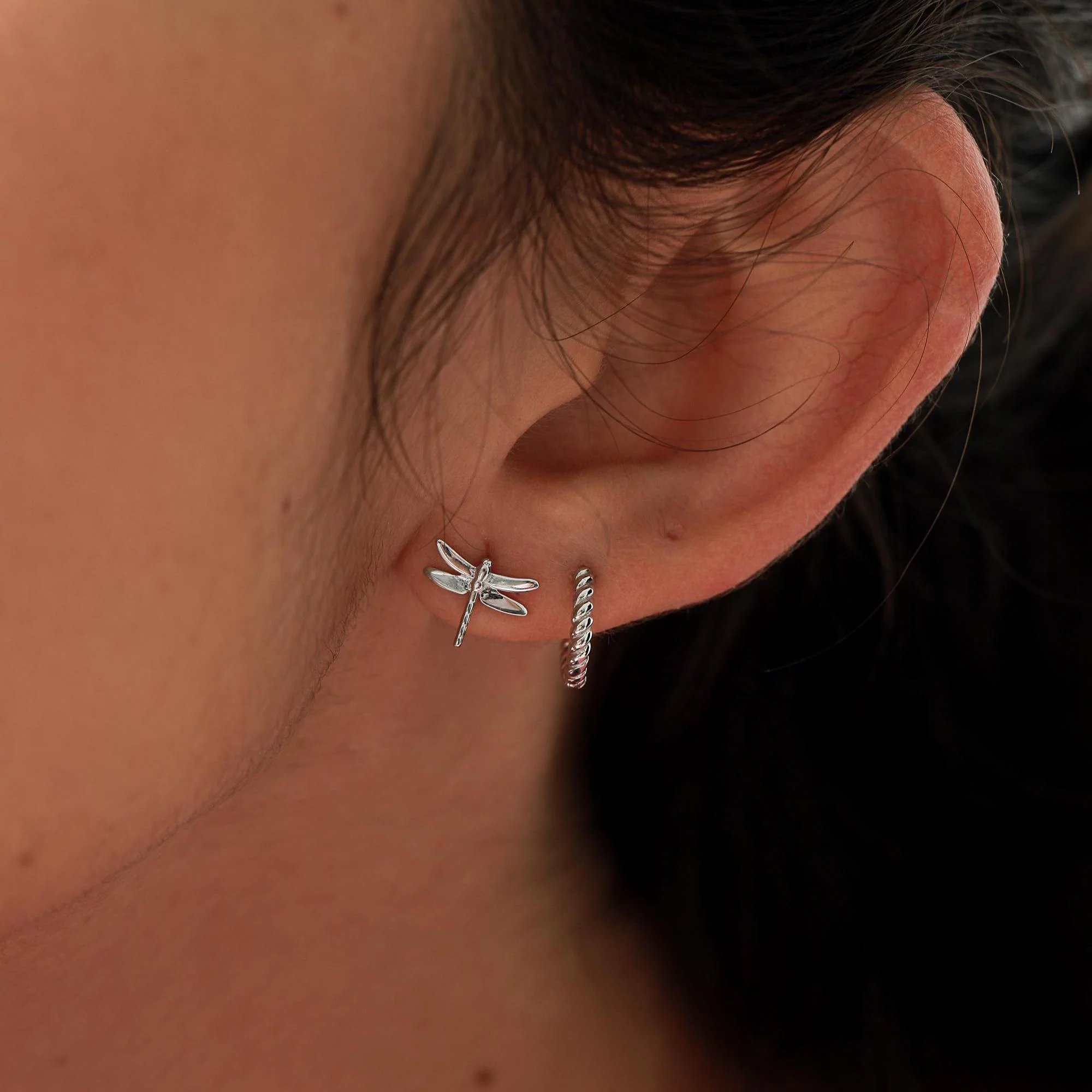 Dragonfly Stud Earrings in Sterling Silver, Cute Fun Quirky Animal Jewellery, Jewelry Gift for Her, Animal Lover, Nature Inspired - Image 4