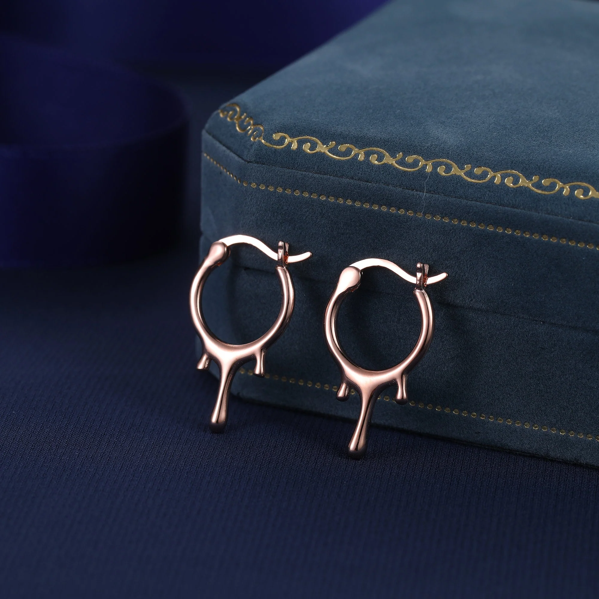 Dripping Huggie Hoop Earrings in Sterling Silver,  Silver, Gold or Rose Gold, Dripping Hoops, Droplet Hoops, Droplet Huggies - Image 3