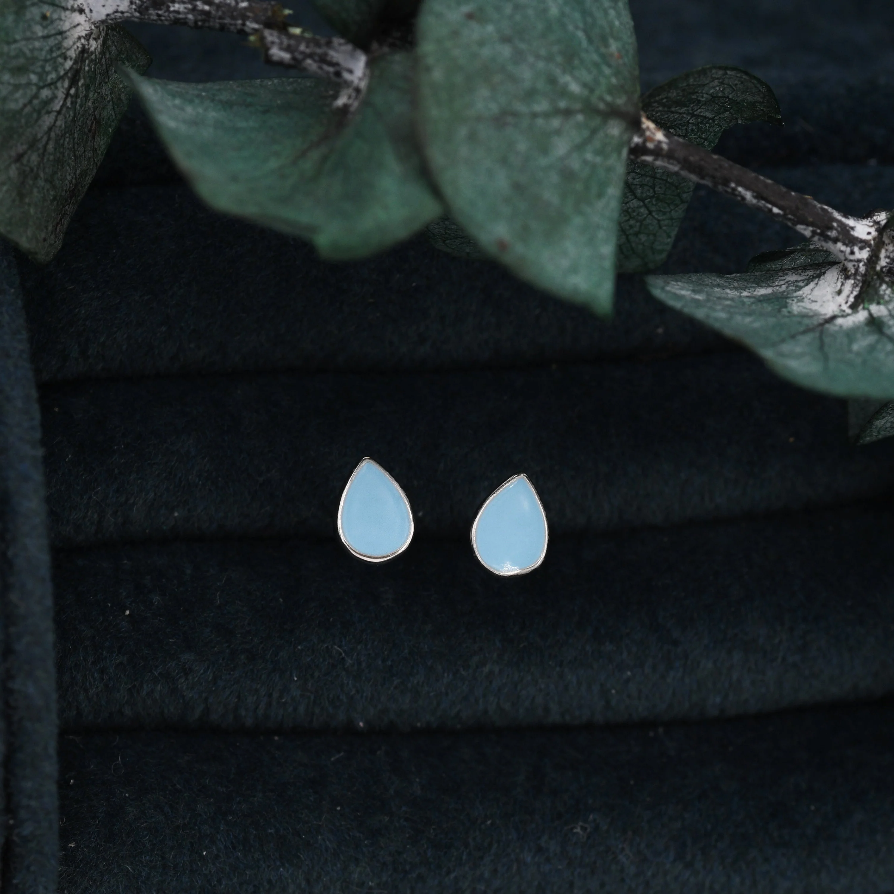 Droplet Stud Earrings in Sterling Silver with Hand Painted Enamel, Pastel Stud, Teal, Turquoise, Blue, Pink, Purple, Tiny Stud - Image 5