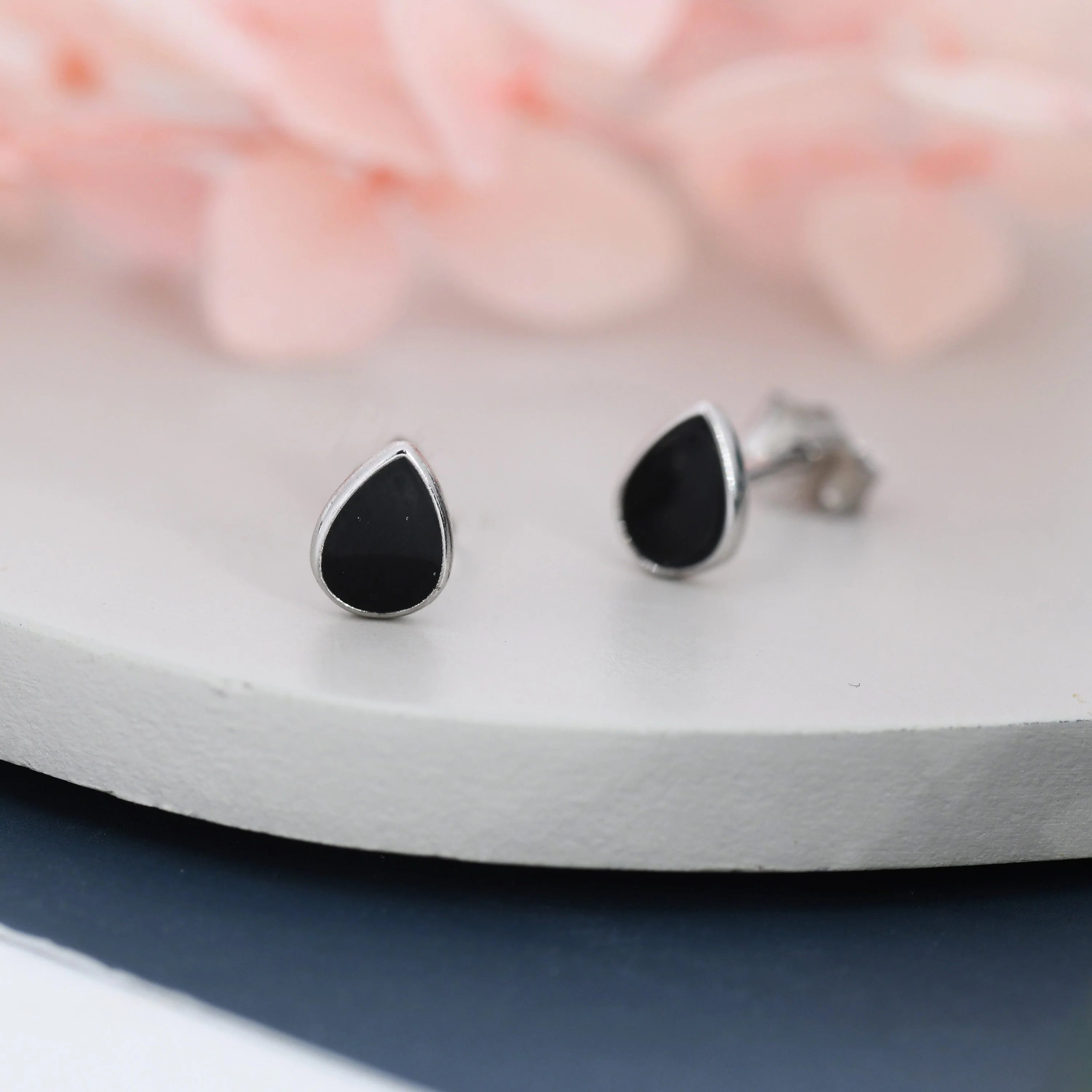 Droplet Stud Earrings in Sterling Silver with Hand Painted Enamel, Pastel Stud, Teal, Turquoise, Blue, Pink, Purple, Tiny Stud - Image 9