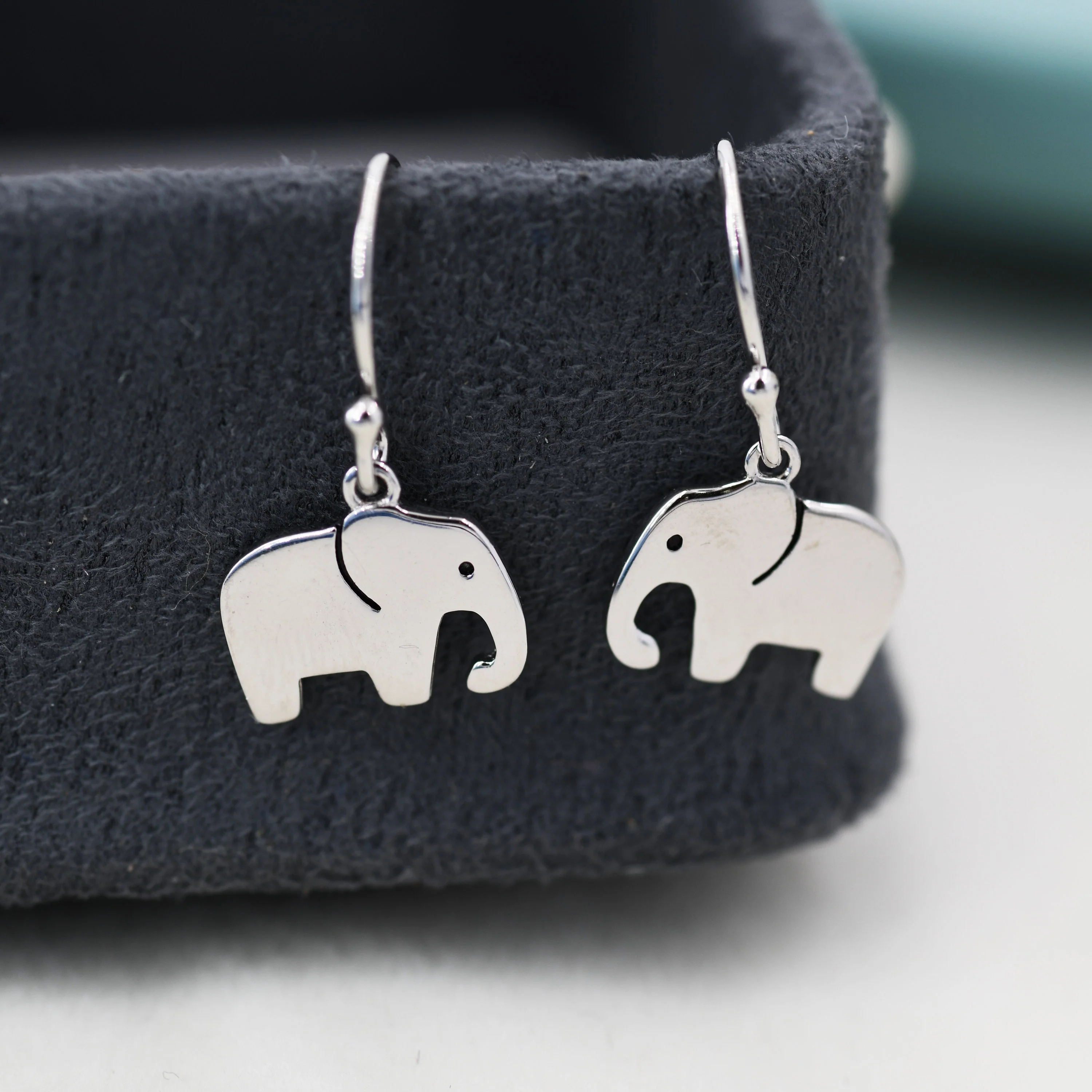 Elephant Drop Hook Earrings in Sterling Silver, Silver Animal Earrings, Nature Inspired Jewellery - Image 7