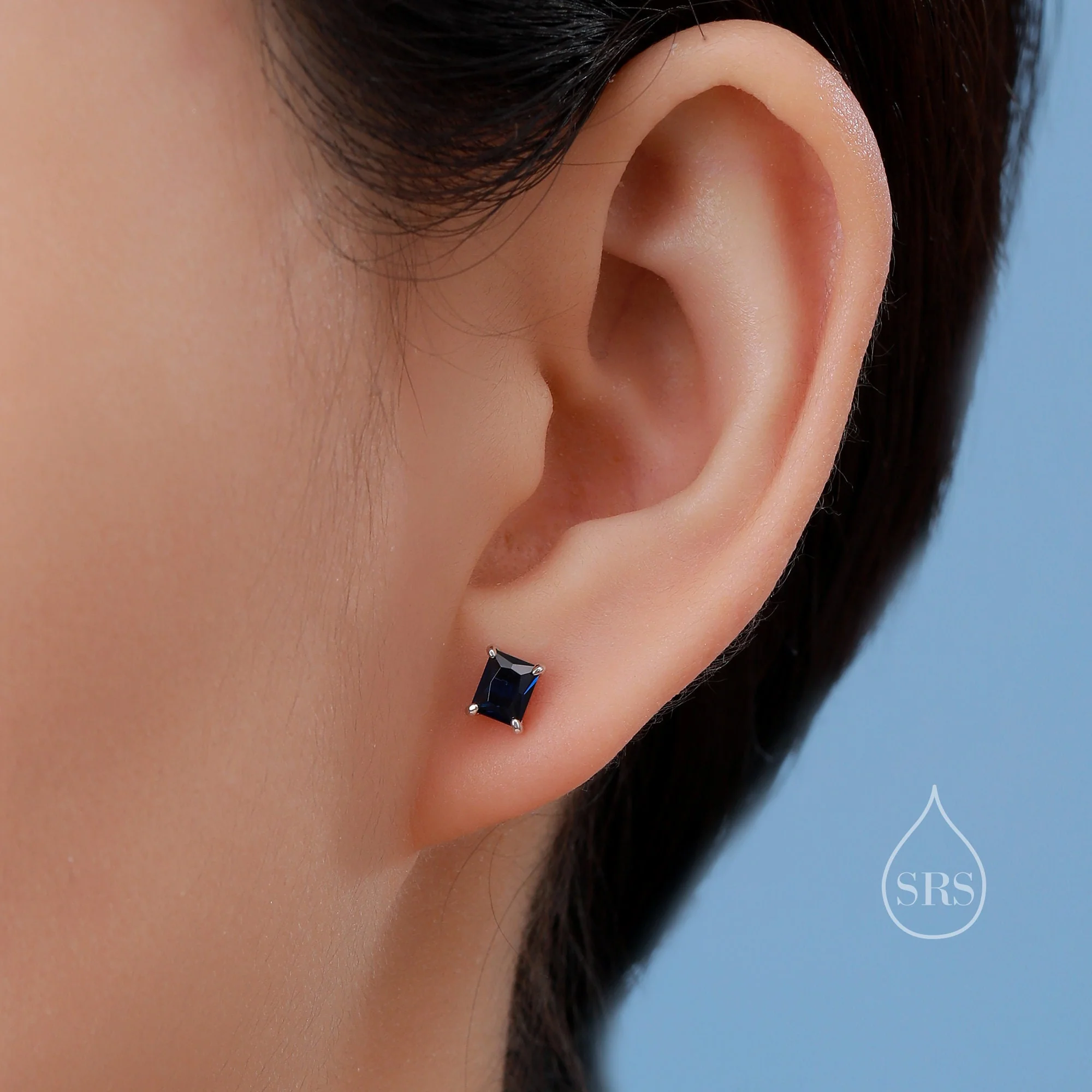 Emerald Cut Amethyst Purple CZ Stud Earrings in Sterling Silver,  Silver or Gold, Square Cut Crystal Earrings, February Birthstone - Image 7
