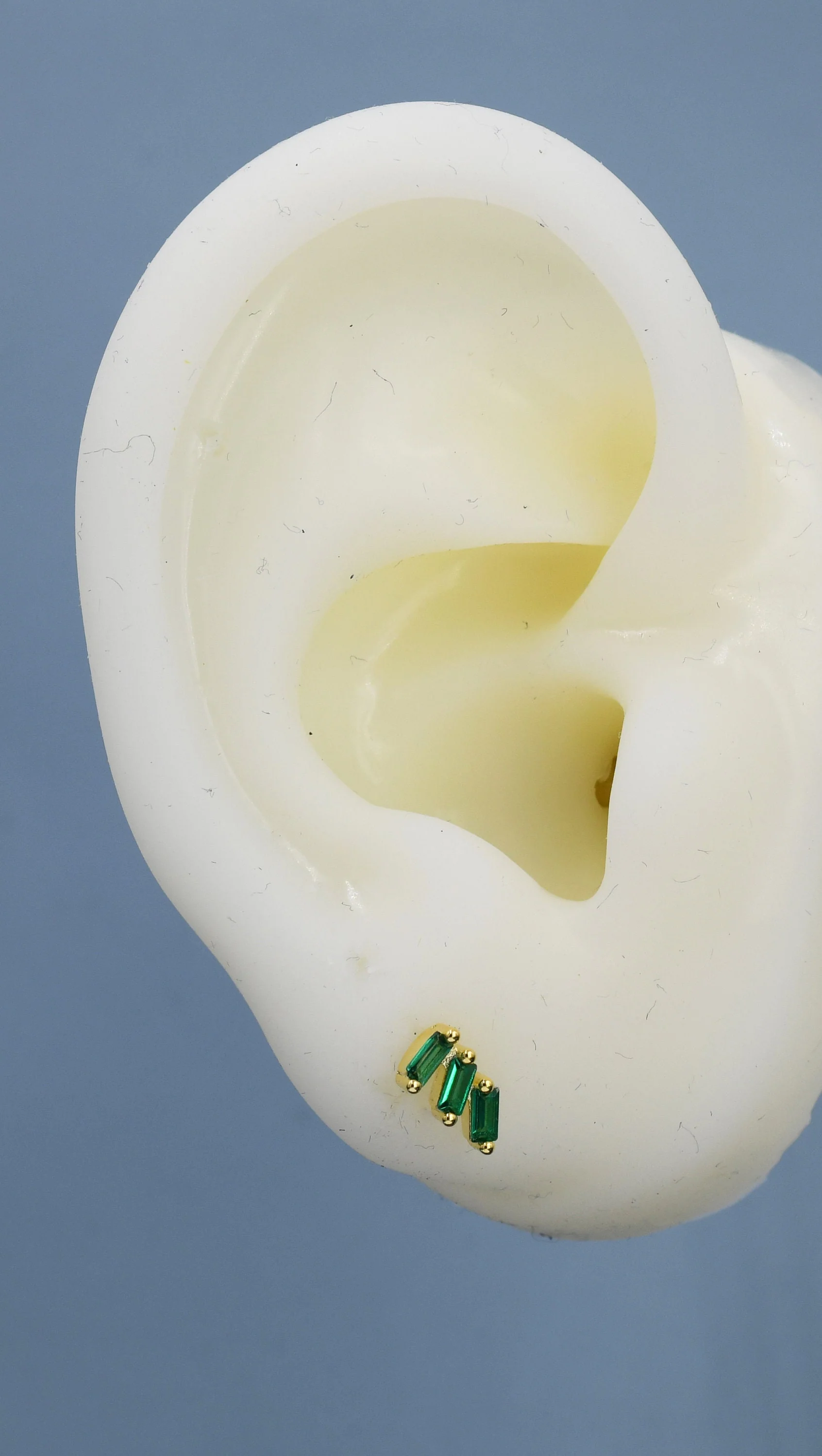 Emerald Green Baguette Trio CZ Screw back Earrings in Sterling Silver, Silver or Gold, Baguette Cluster Screwback Earrings - Image 9